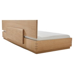 Scandinavian Modern Day Bed with Back Rest Hand Cut Mitered Splines Solid Wood