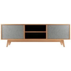 Scandinavian Modern Design "Eklo" Sideboard Cabinet with Contemporary Engraving Scandinavian Modern Design "Eklo" Sideboard Cabinet with Contemporary Engraving