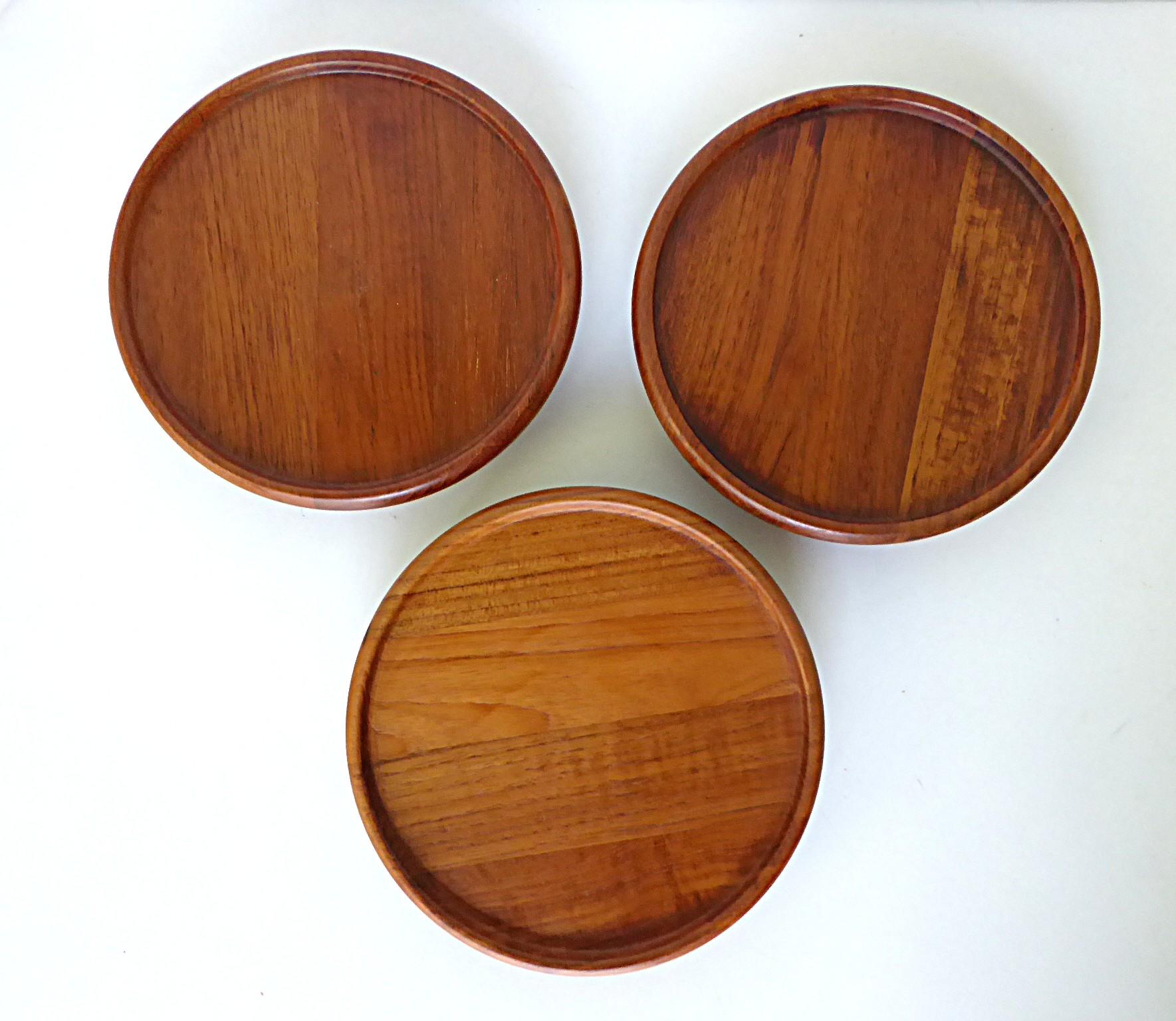 Danish Scandinavian Modern Digsmed Teak Set 3 Rotating Lazy Susans Denmark 1960s For Sale