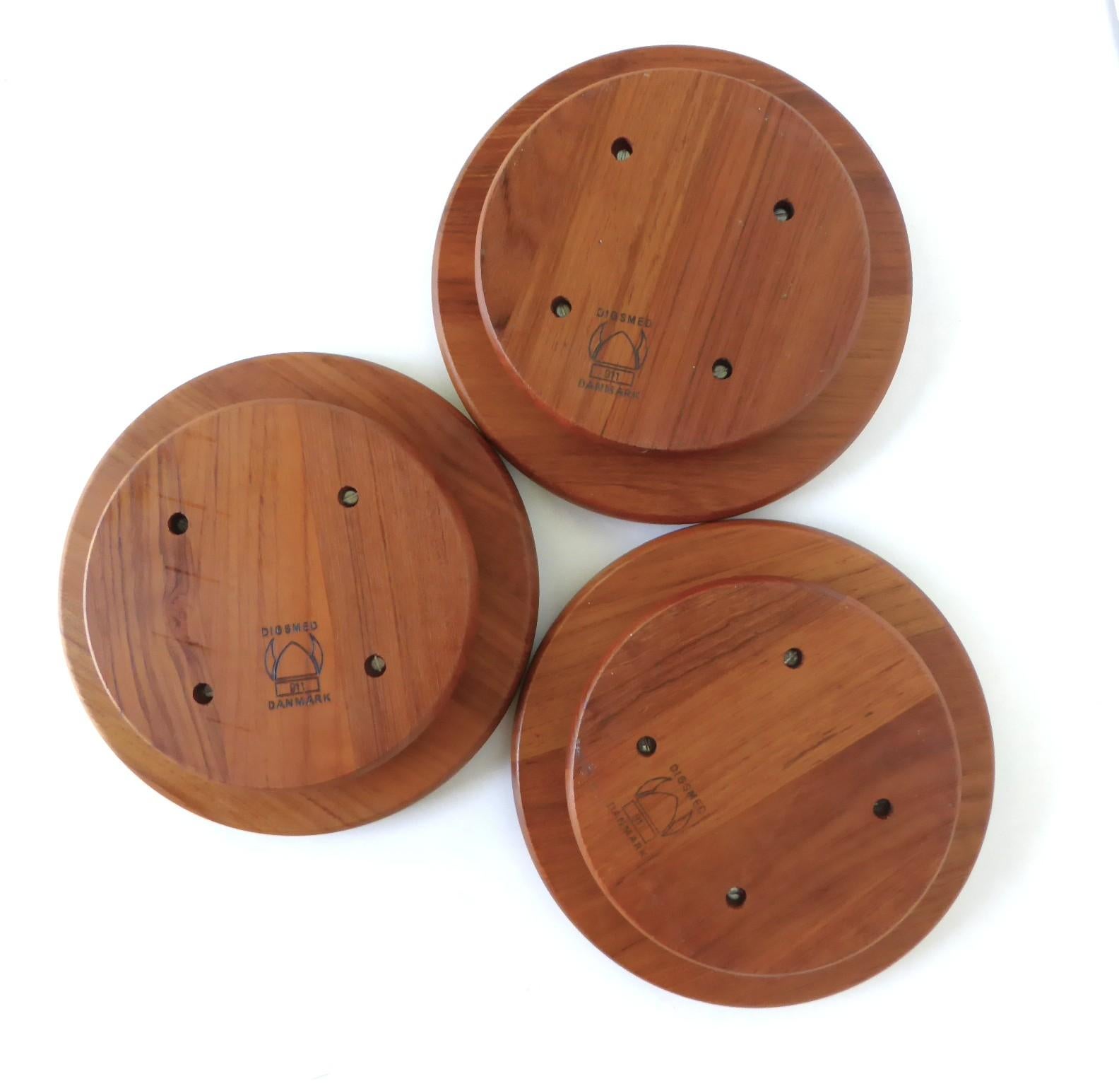 Scandinavian Modern Digsmed Teak Set 3 Rotating Lazy Susans Denmark 1960s In Good Condition For Sale In Miami, FL