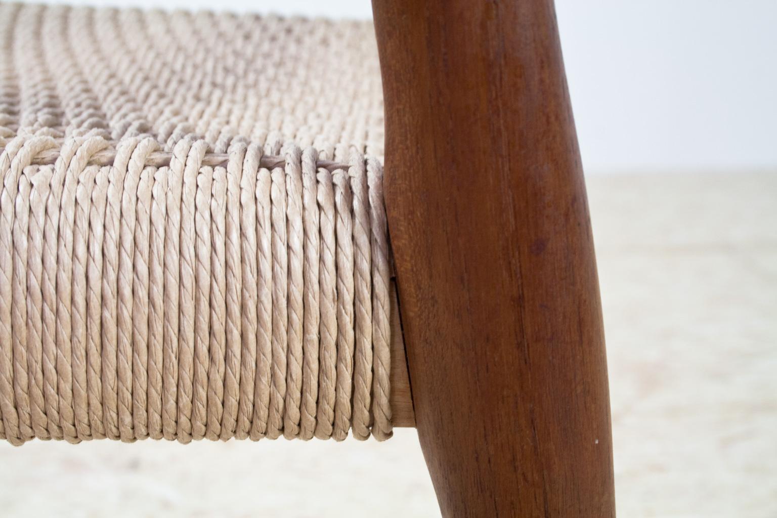 Scandinavian Modern Dining Chair in Teak and Paper Cord by Niels Moller, 1954 For Sale 1