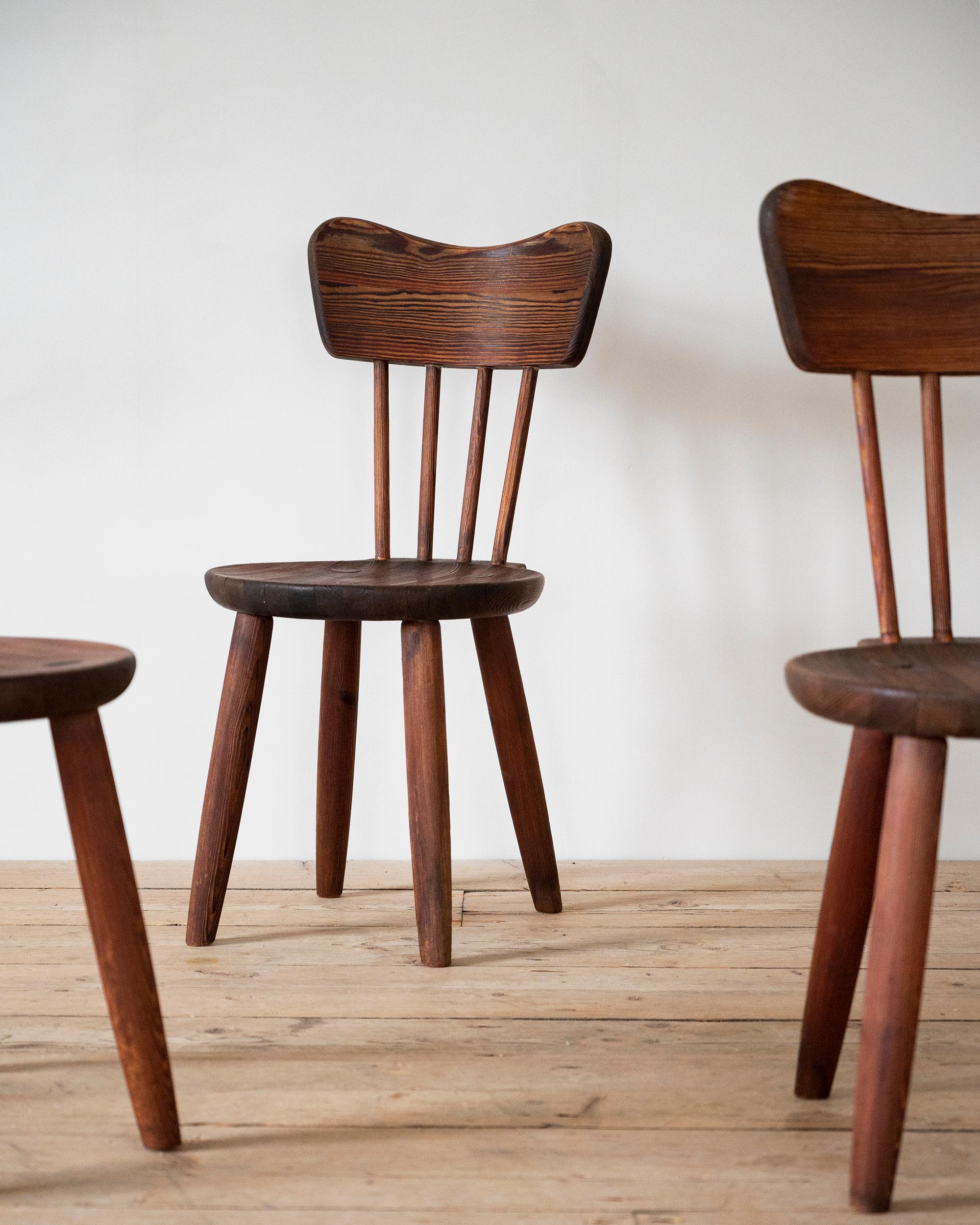 Sett of six Scandinavian Modern dining Chairs By Torsten Claeson by Steneby. ca 1930s Sweden.