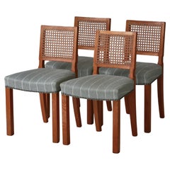 Chaises de salle à manger scandinaves modernes en chêne et rotin par ébéniste danois, années 1940