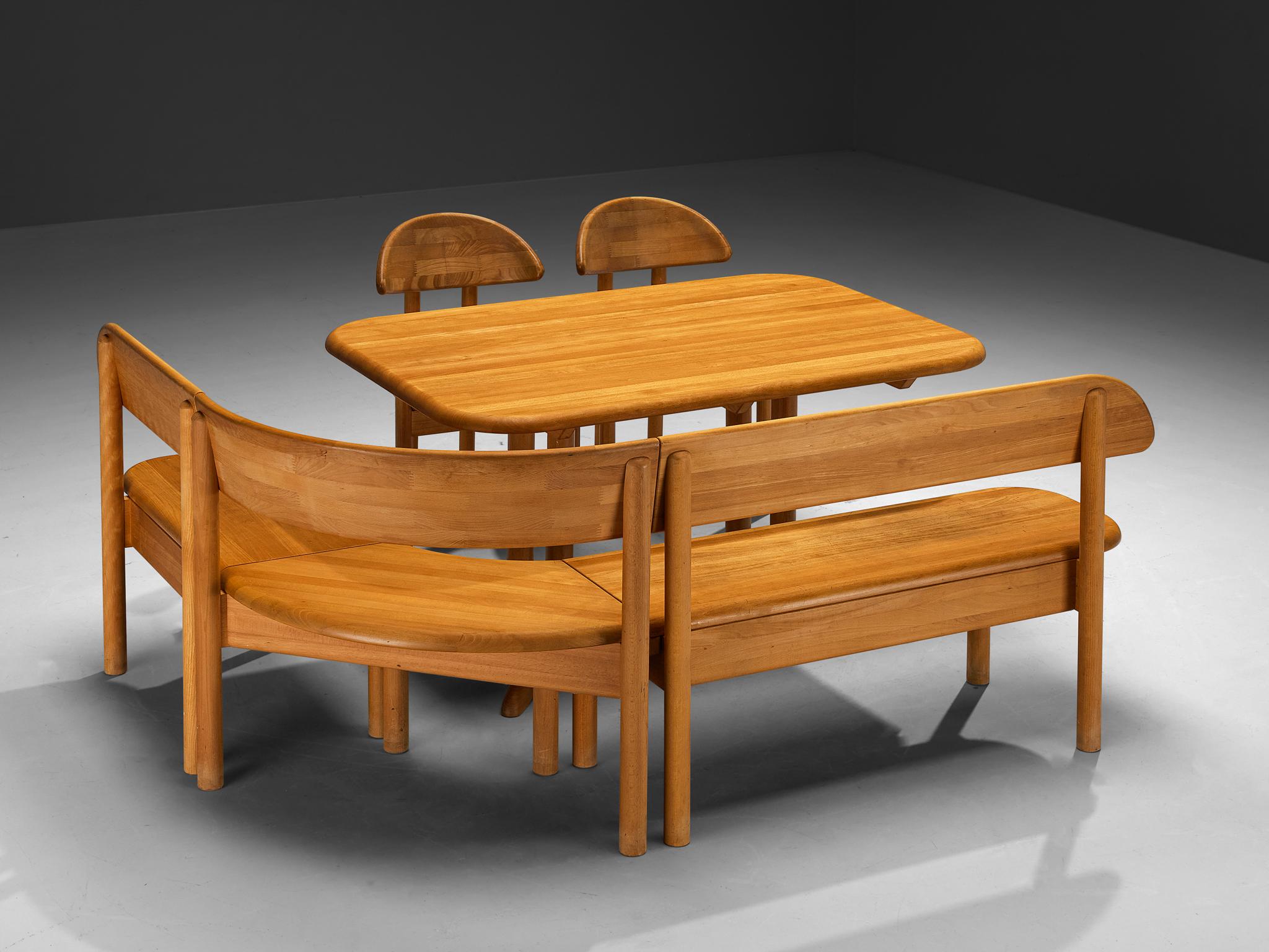 Scandinavian Modern Dining Room Set with Table, Bench, Set of Chairs For Sale 5