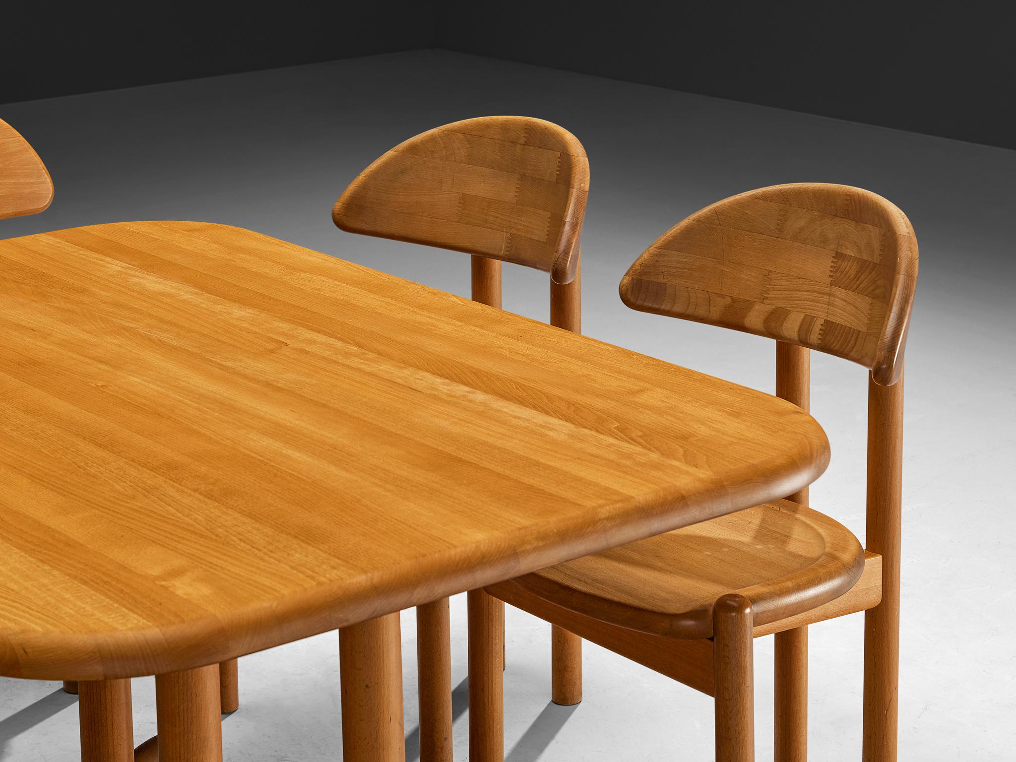 Scandinavian Modern Dining Room Set with Table, Bench, Set of Chairs In Good Condition For Sale In Waalwijk, NL