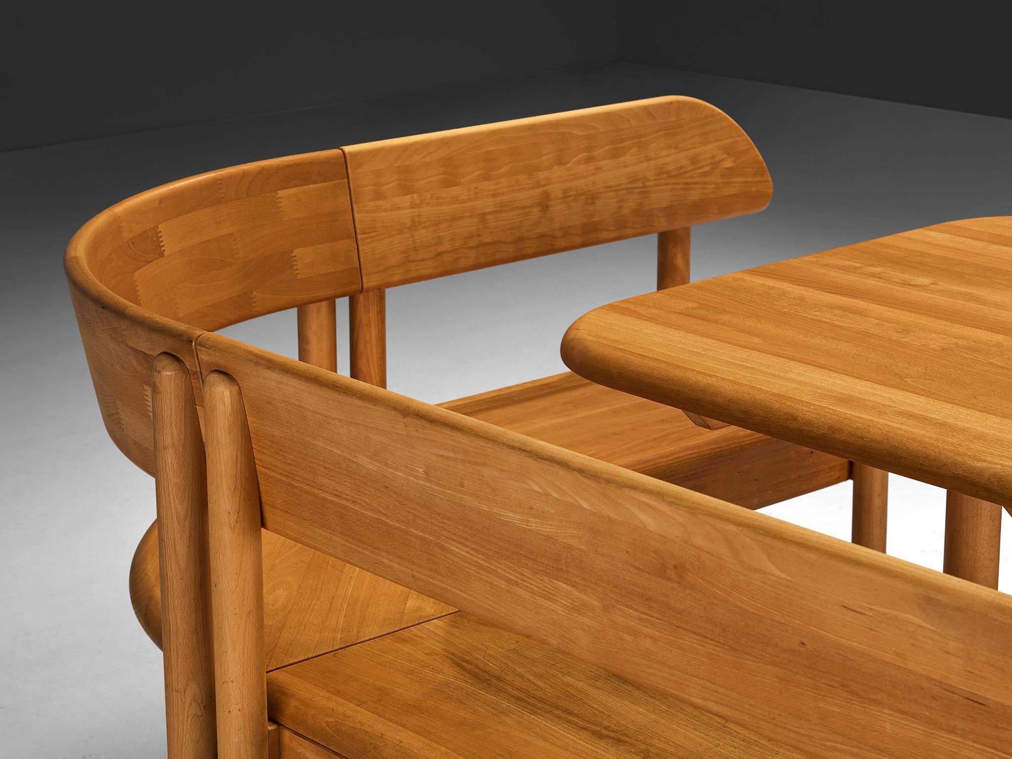 Scandinavian Modern Dining Room Set with Table, Bench, Set of Chairs For Sale 4
