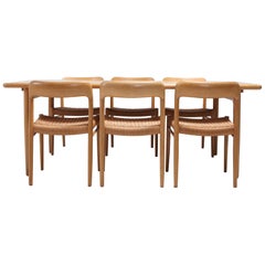 Scandinavian Modern Dining Set in Oak by N.0. Möller for J.L. Moller