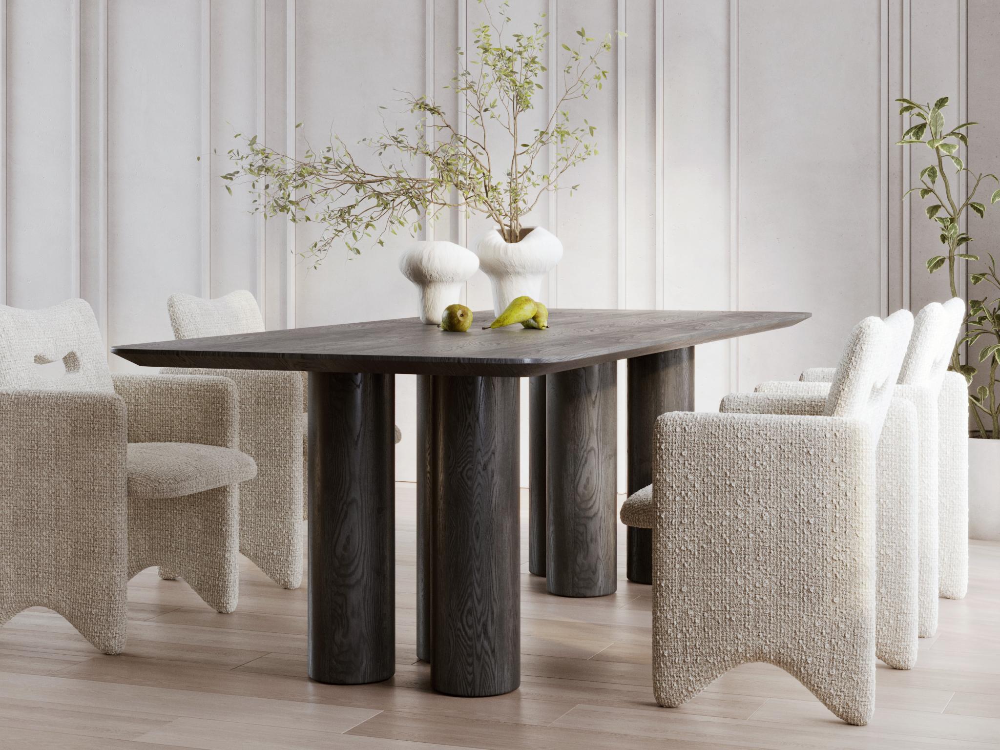 Modern Dining Table in Black Solid Wood
If you need a 3D model, just let us know!
Elegance and bold character come together in this dining table, handcrafted from solid wood and finished in deep matte black. Its rectangular tabletop with softly