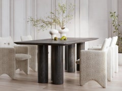 Scandinavian Modern Dining Table in Black Solid Wood + 3D Model