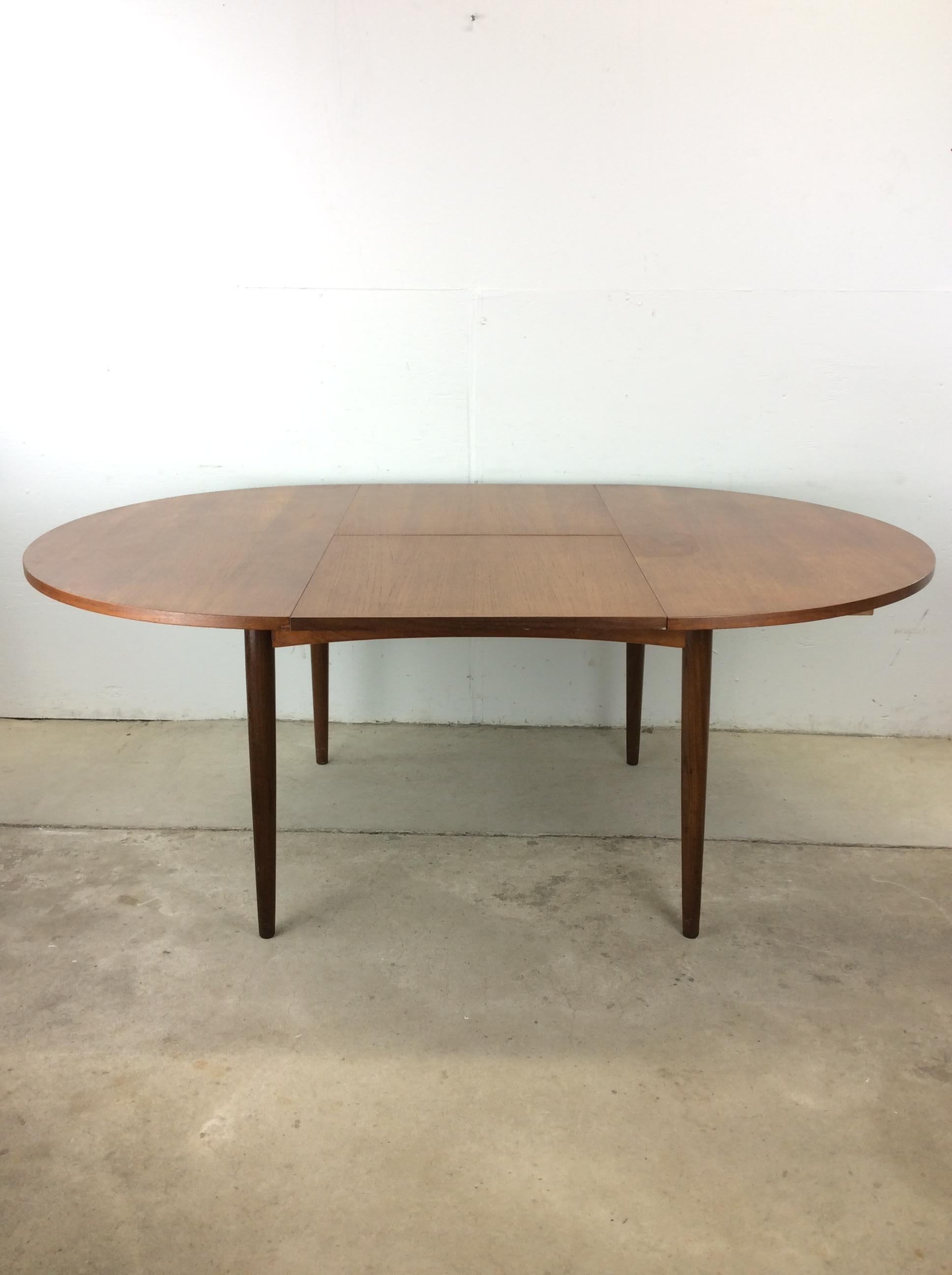 Scandinavian Modern Dining Table with Stowaway Leaf For Sale 3