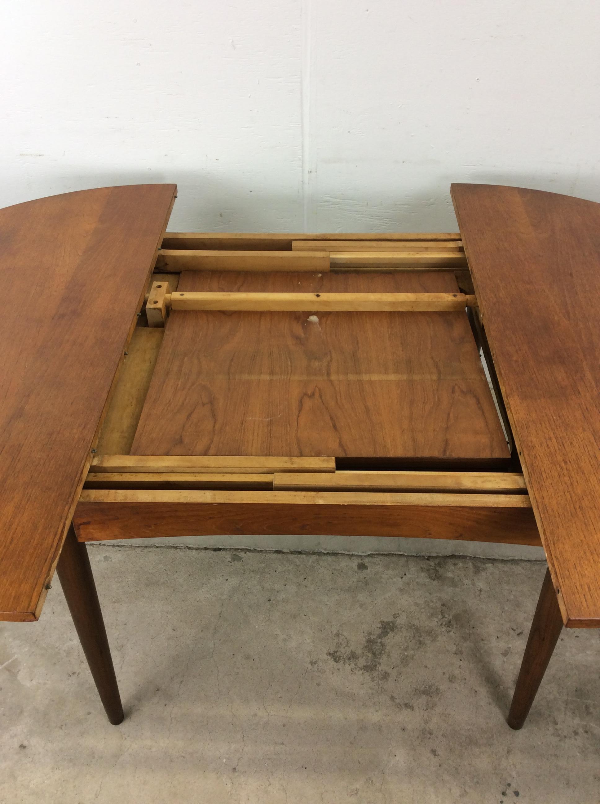 Scandinavian Modern Dining Table with Stowaway Leaf For Sale 7