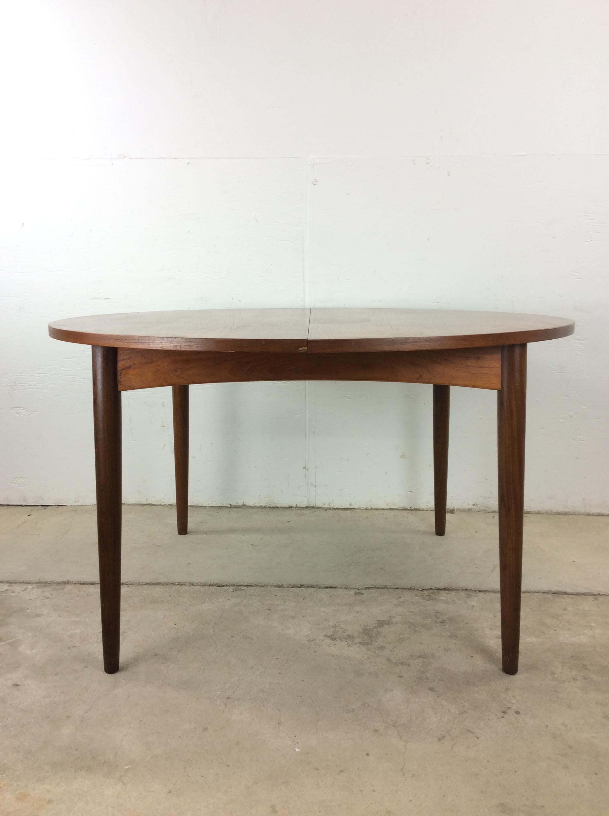 Scandinavian Modern Dining Table with Stowaway Leaf For Sale 1