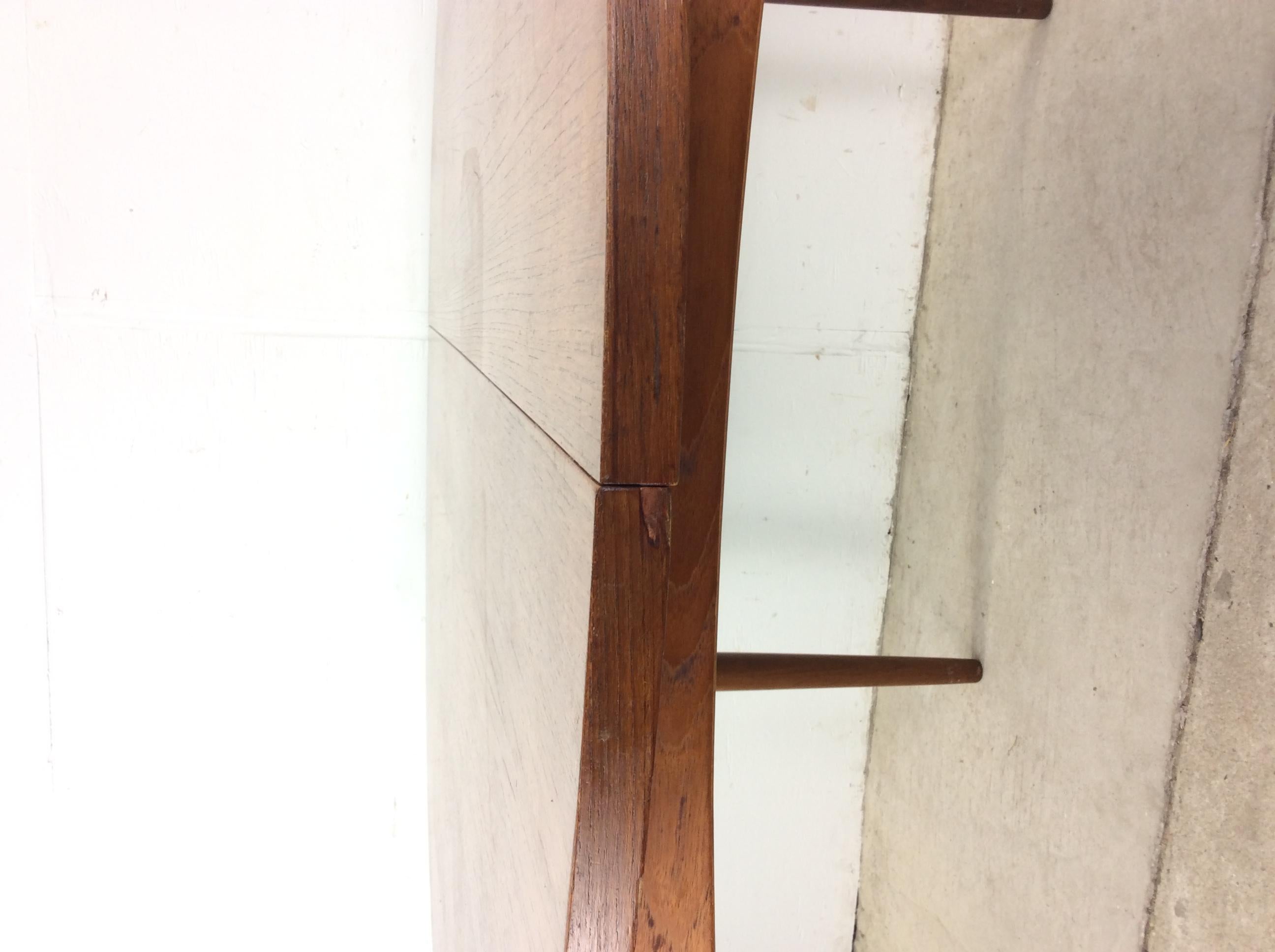Scandinavian Modern Dining Table with Stowaway Leaf For Sale 2