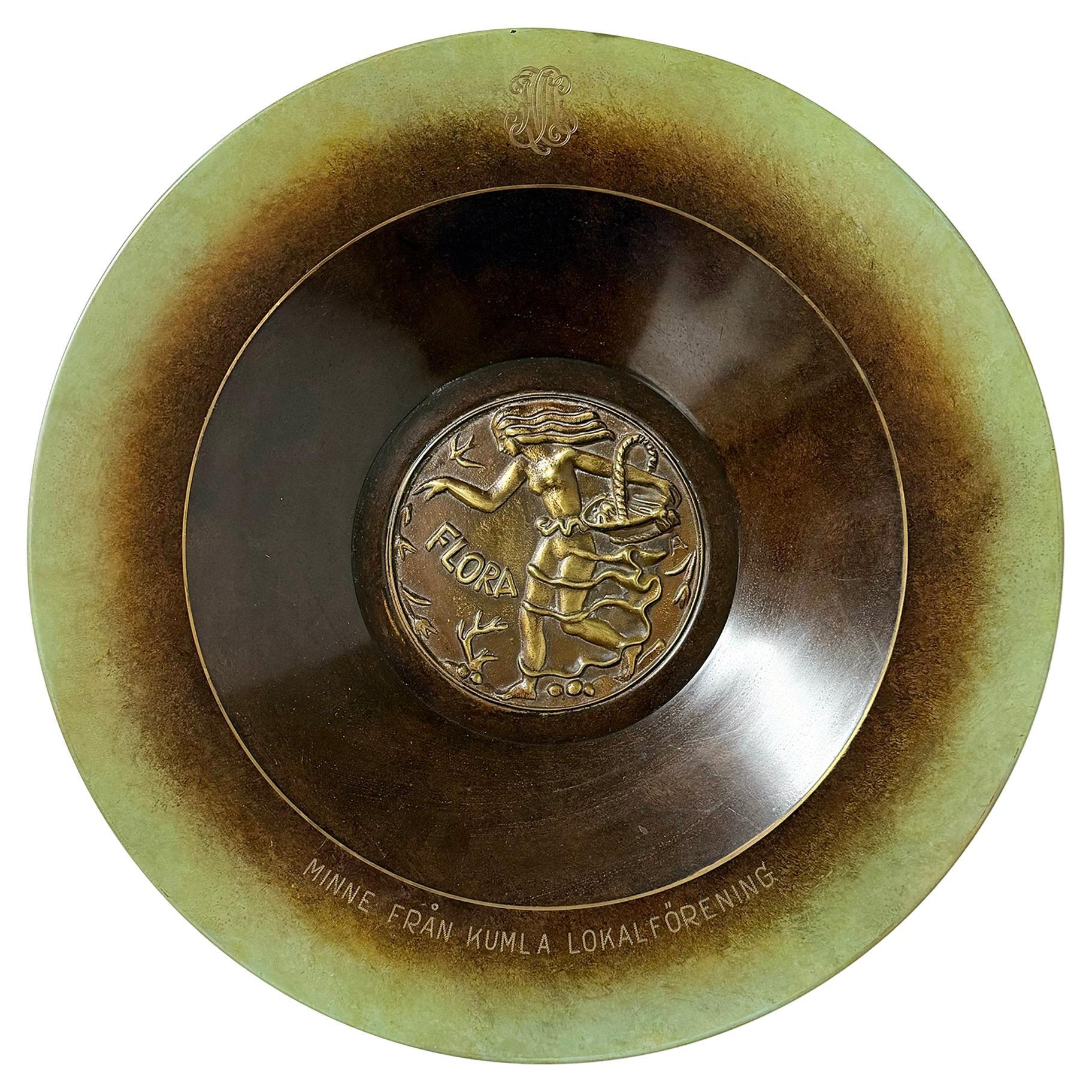 Scandinavian Modern Dish "Flora" Ystad Brons ca 1930-40s For Sale