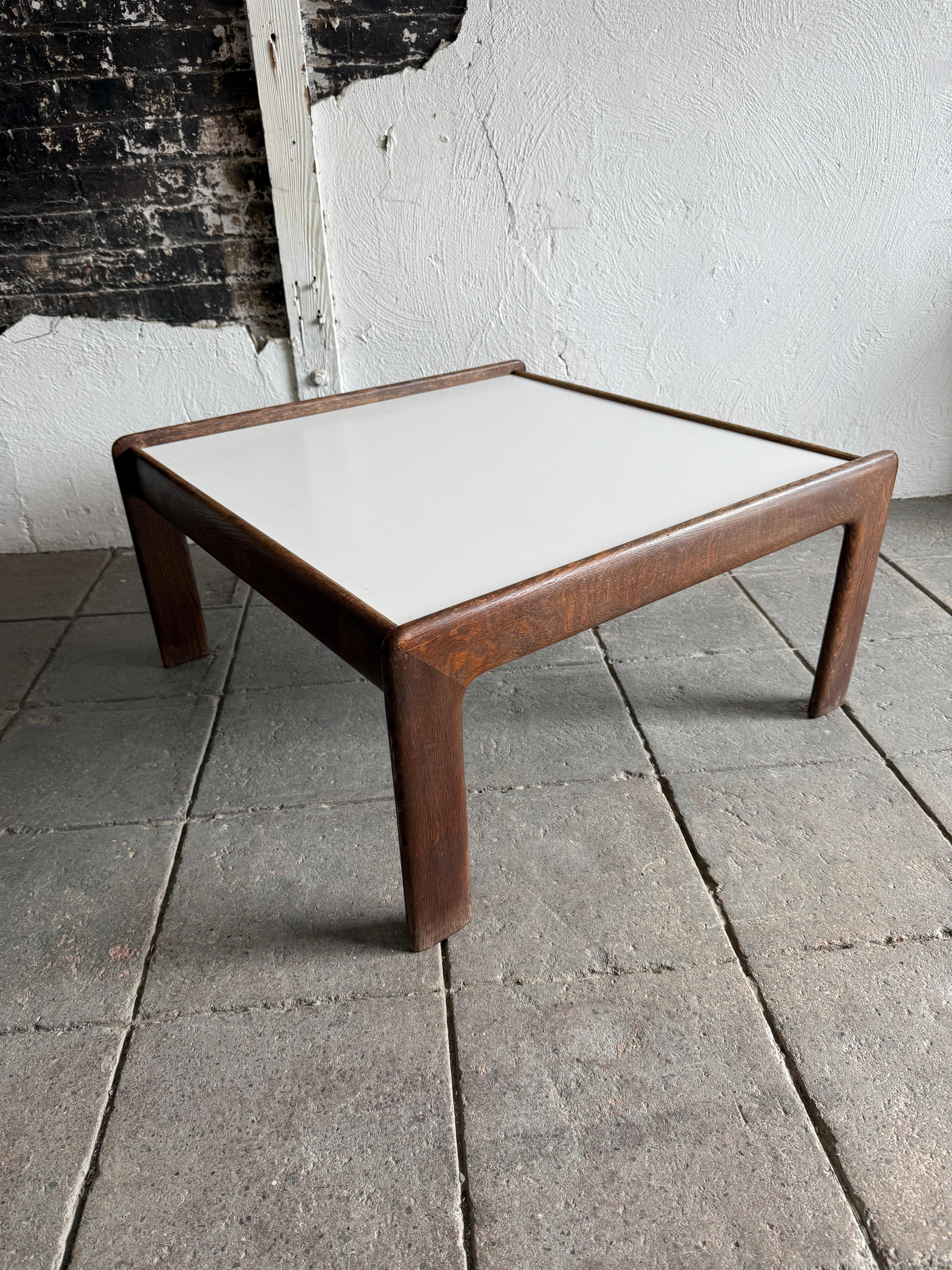 Woodwork Scandinavian modern Dutch oak and white laminate coffee table For Sale