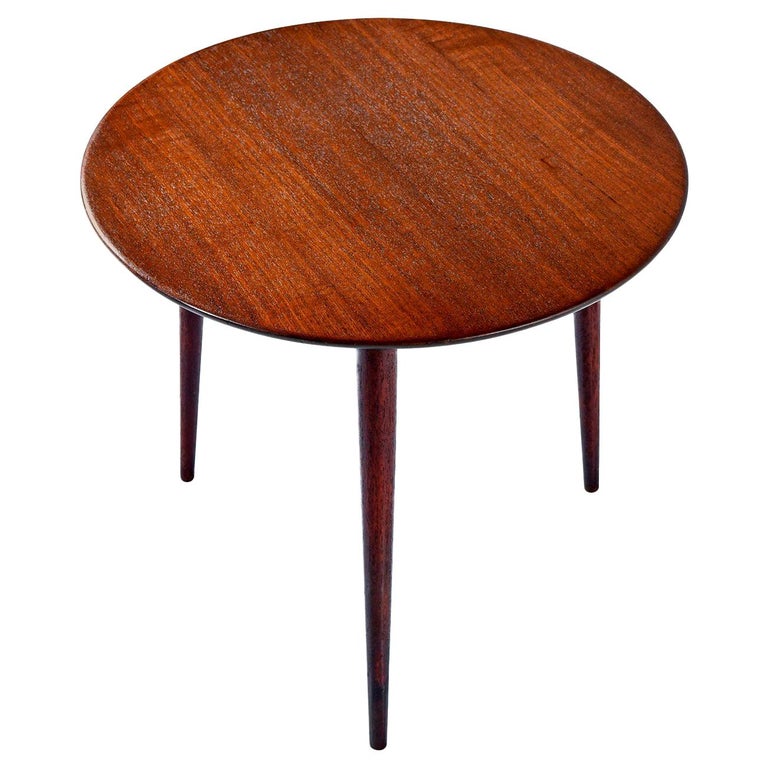 Scandinavian Modern Early Danish Solid Teak 3Leg End Table For Sale at