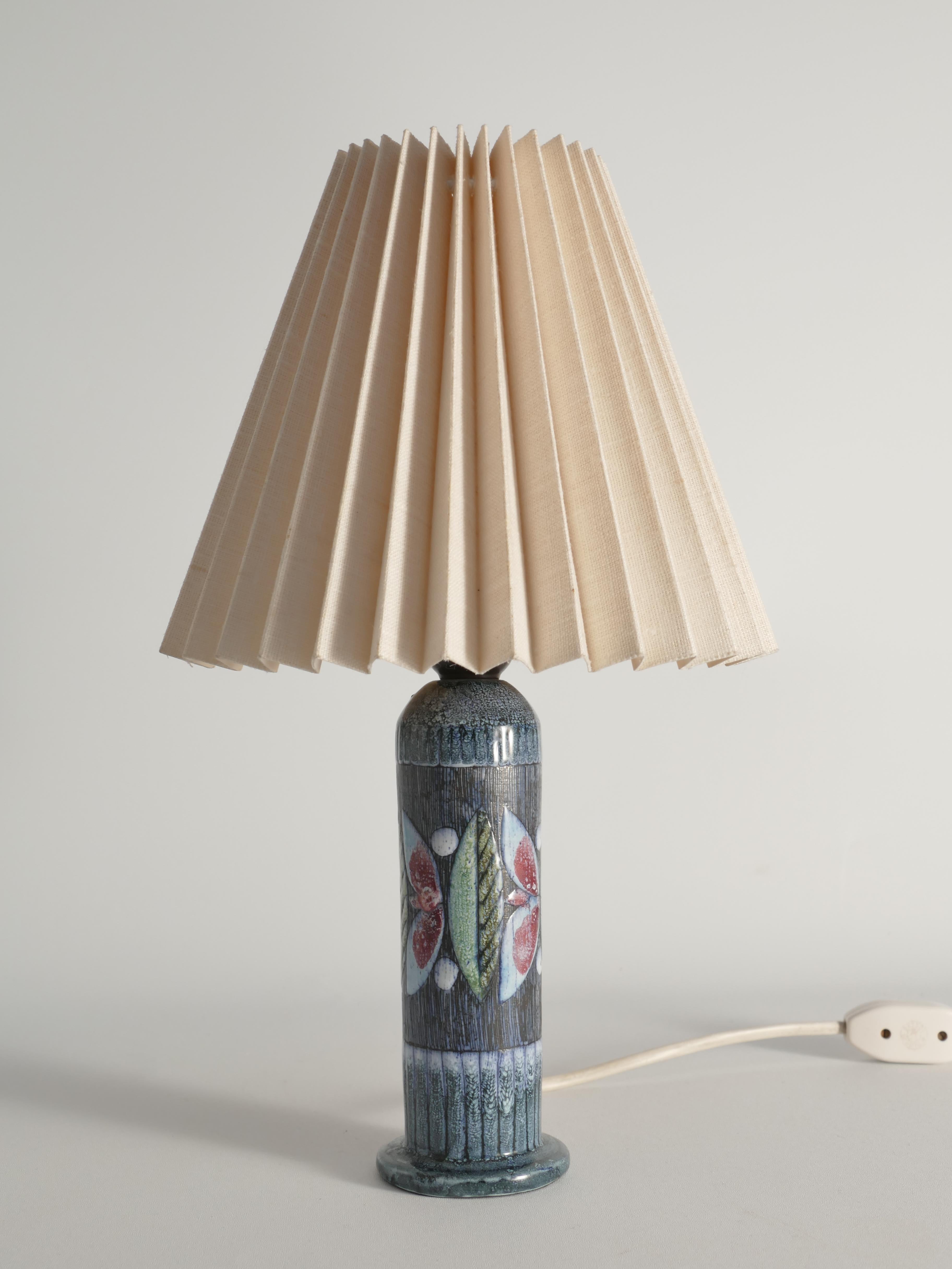 Scandinavian Modern Earthenware Flower Motif Table Lamp by Tilgmans, Sweden 1960 For Sale 5