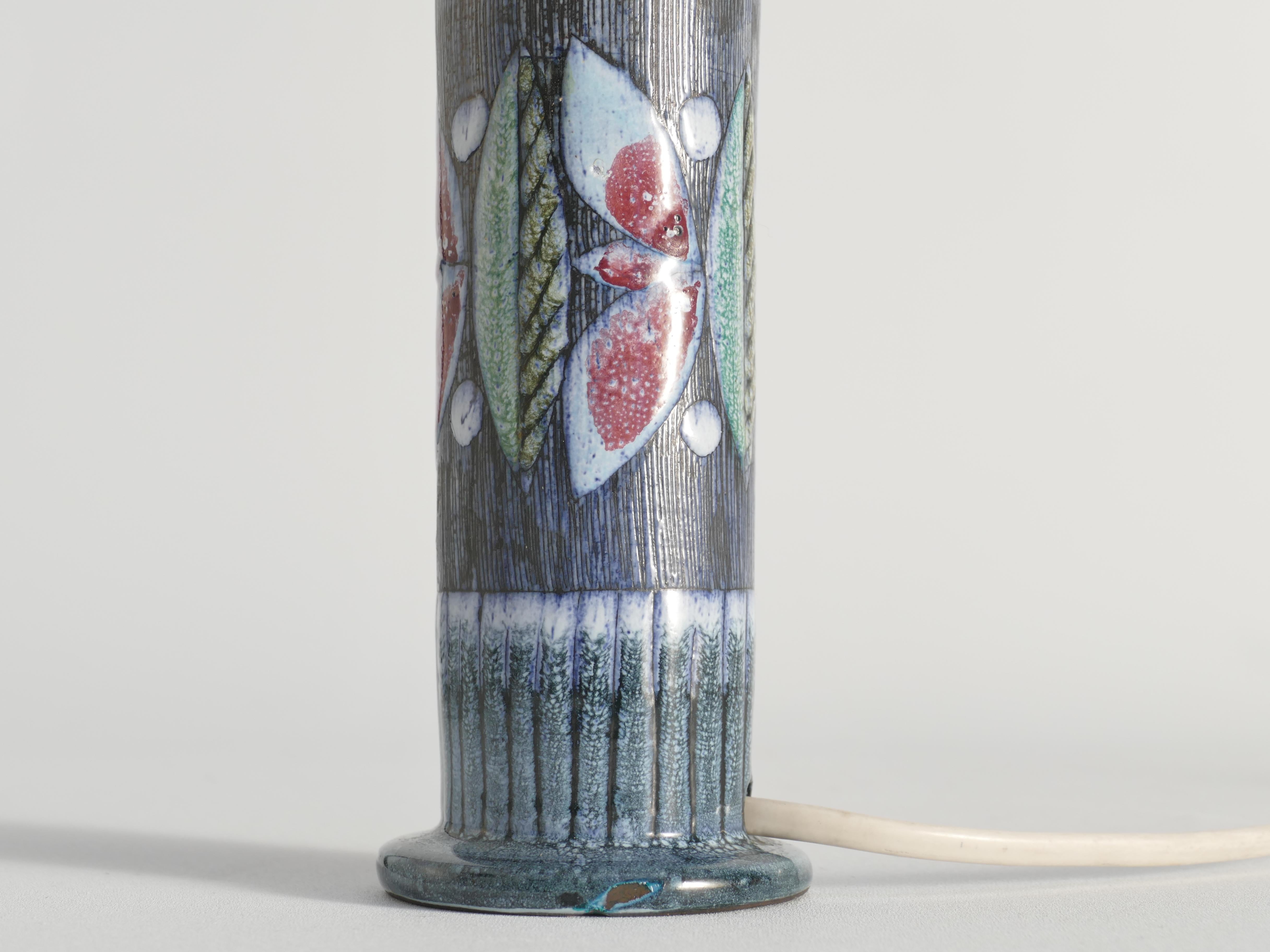 Scandinavian Modern Earthenware Flower Motif Table Lamp by Tilgmans, Sweden 1960 For Sale 10