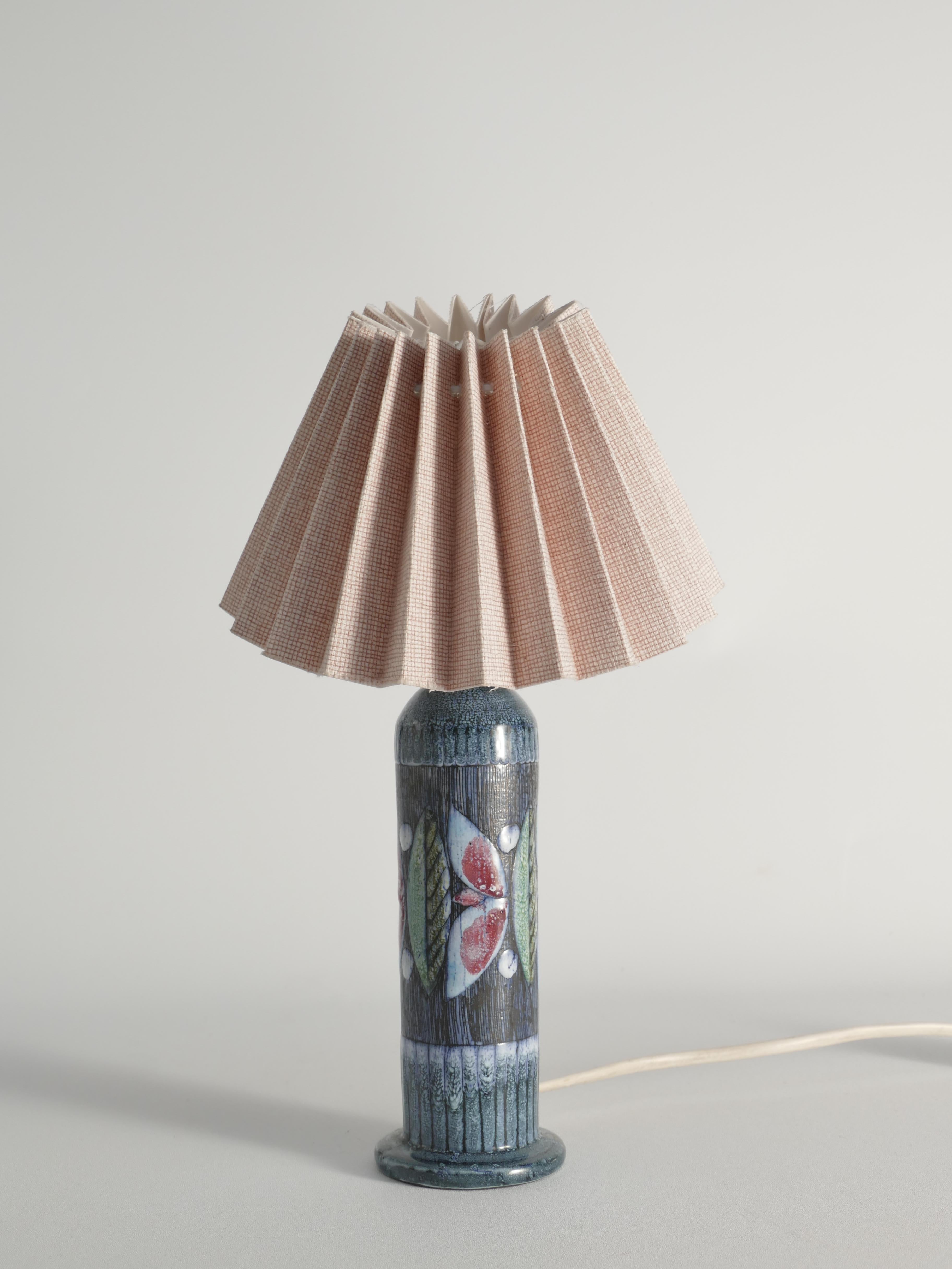 Scandinavian Modern Earthenware Flower Motif Table Lamp by Tilgmans, Sweden 1960 For Sale 2