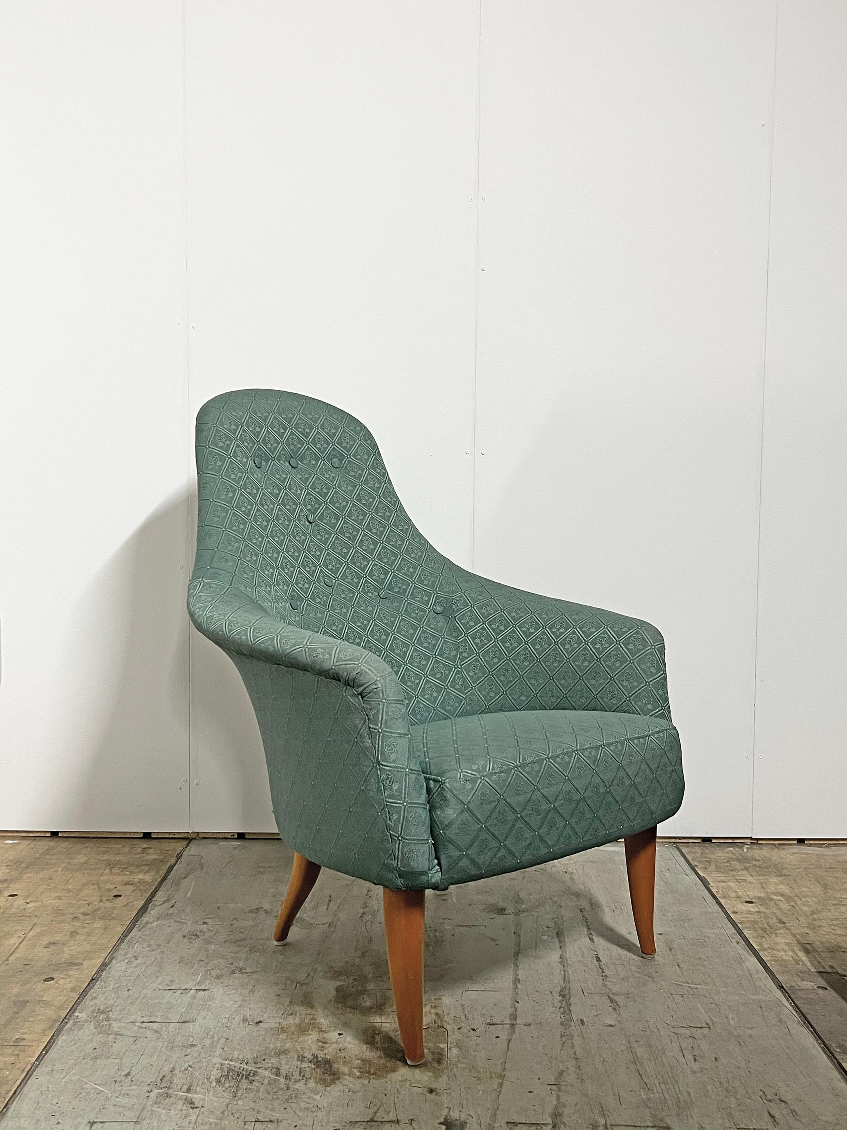 Swedish Scandinavian Modern Easy Chair by Kerstin Hörlin-Holmquist, ca 1950s For Sale