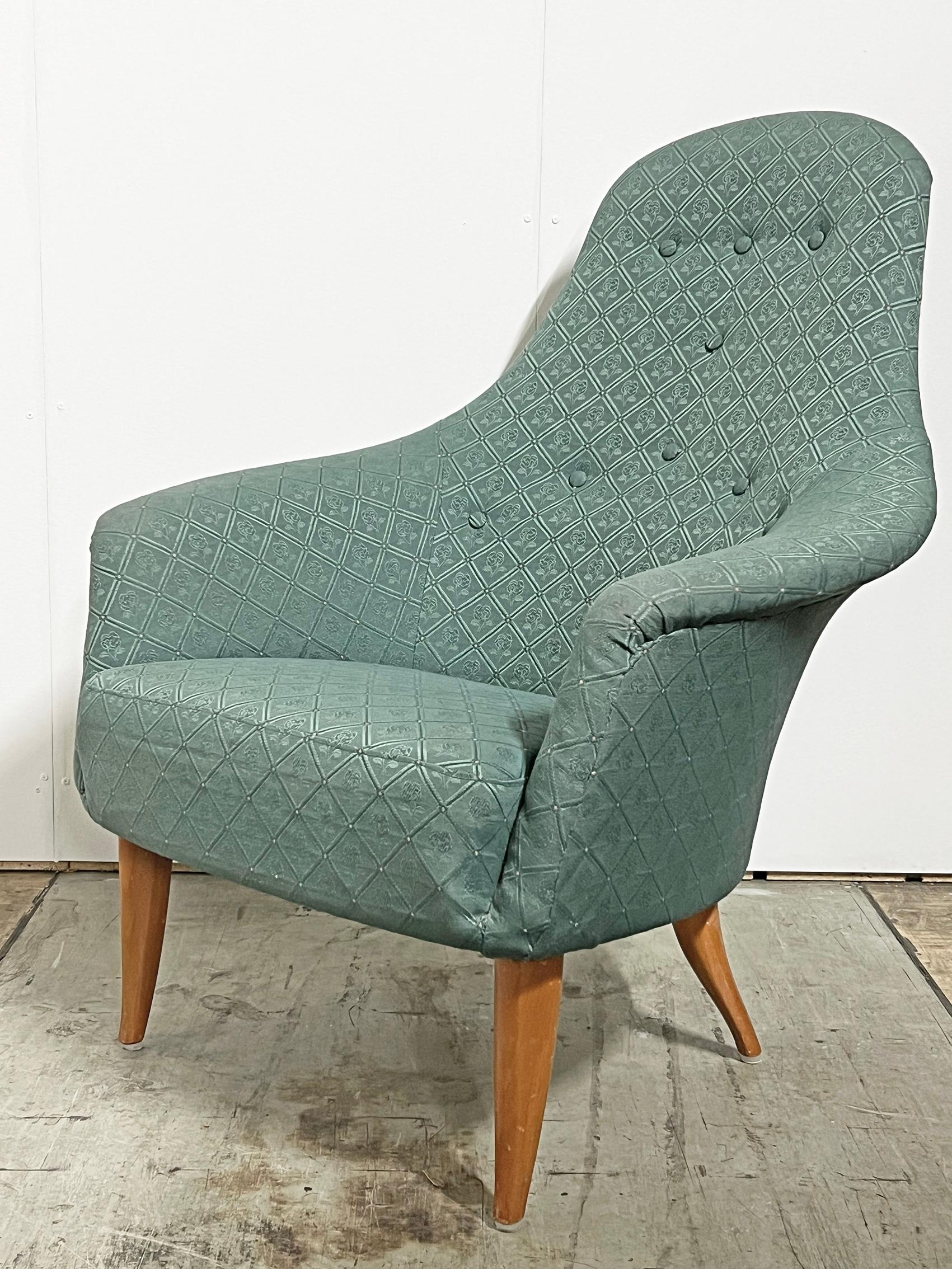 Textile Chaise moderne scandinave de Kerstin Hörlin-Holmquist, vers 1950 en vente
