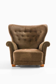 Scandinavian Modern Easy Chair in Birch and Fabric by Elias Svedberg, 1940s