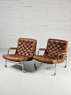 Scandinavian modern easy chairs 'Karin' by Bruno Mathsson, Sweden, 1970s