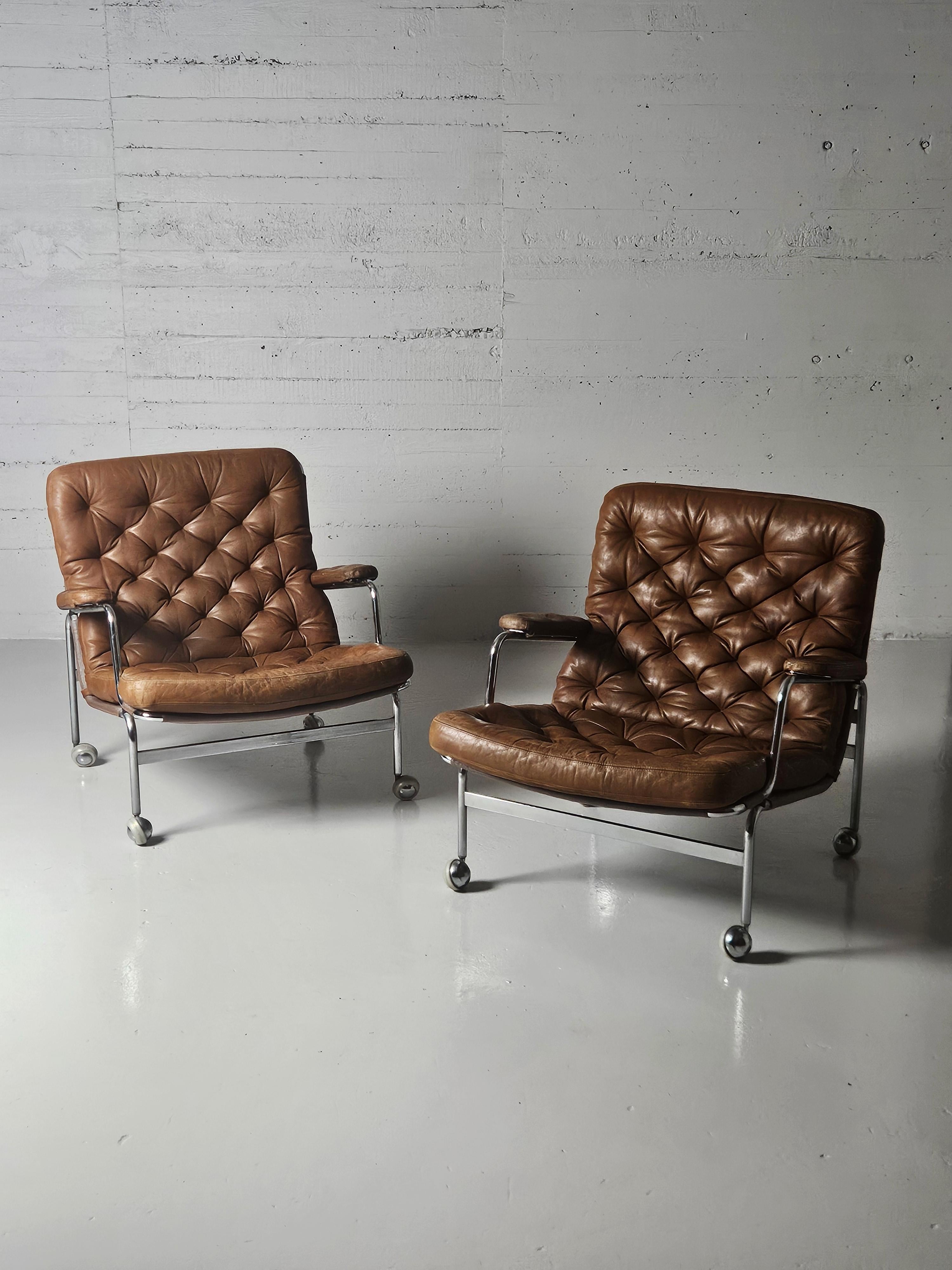 Scandinavian Modern Scandinavian modern easy chairs 'Karin' by Bruno Mathsson, Sweden, 1970s