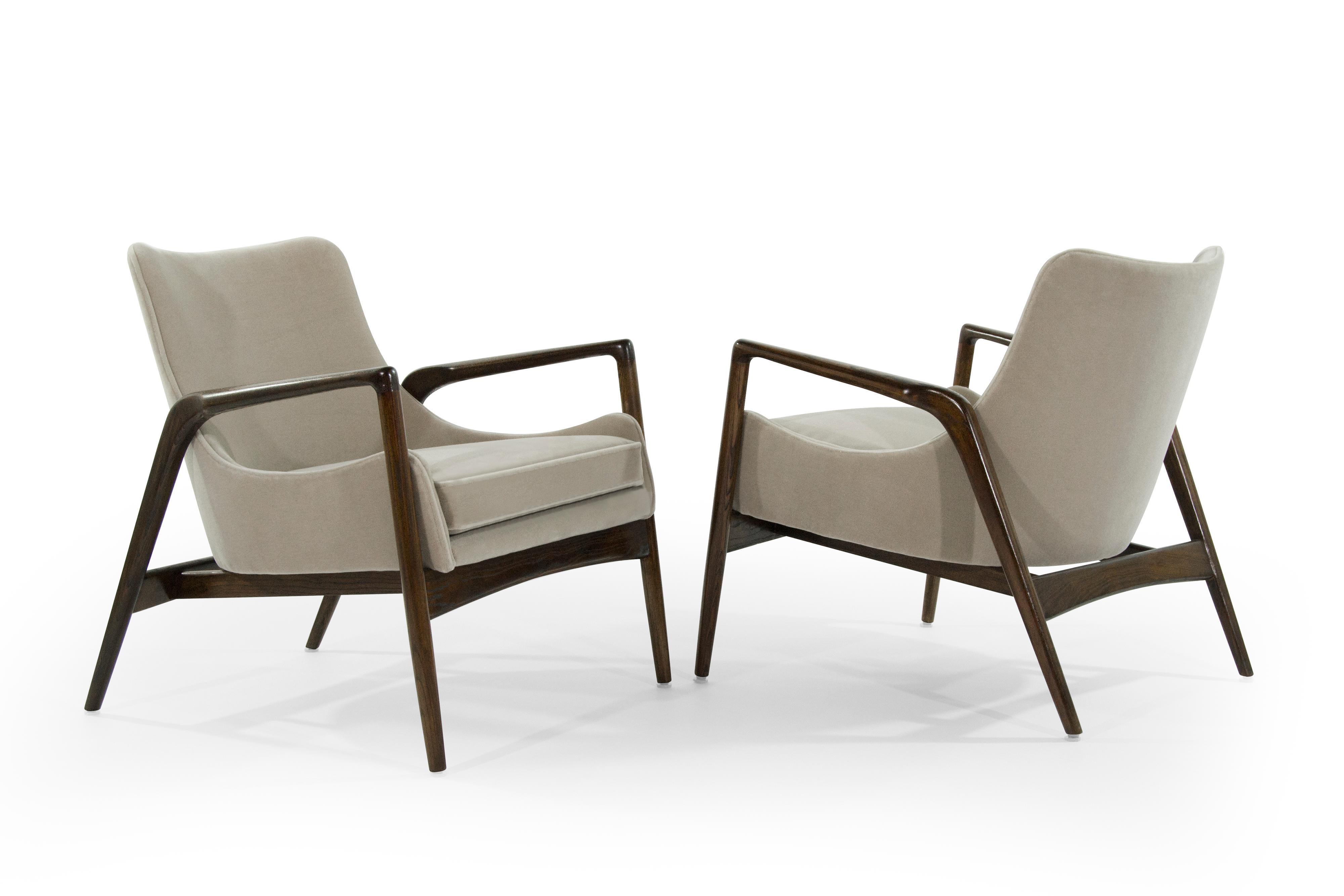 Danish Scandinavian Modern Easy Lounge Chairs by Ib Kofod-Larsen, 1950s