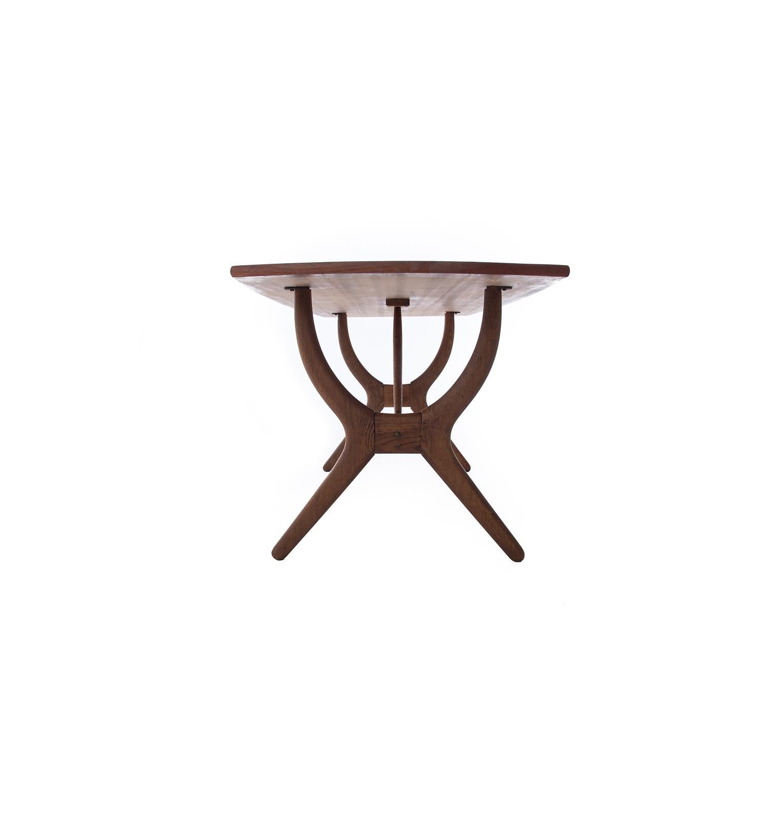 Scandinavian Modern 'Egyptian' Style Teak Coffee Table w/ Brass Details 7