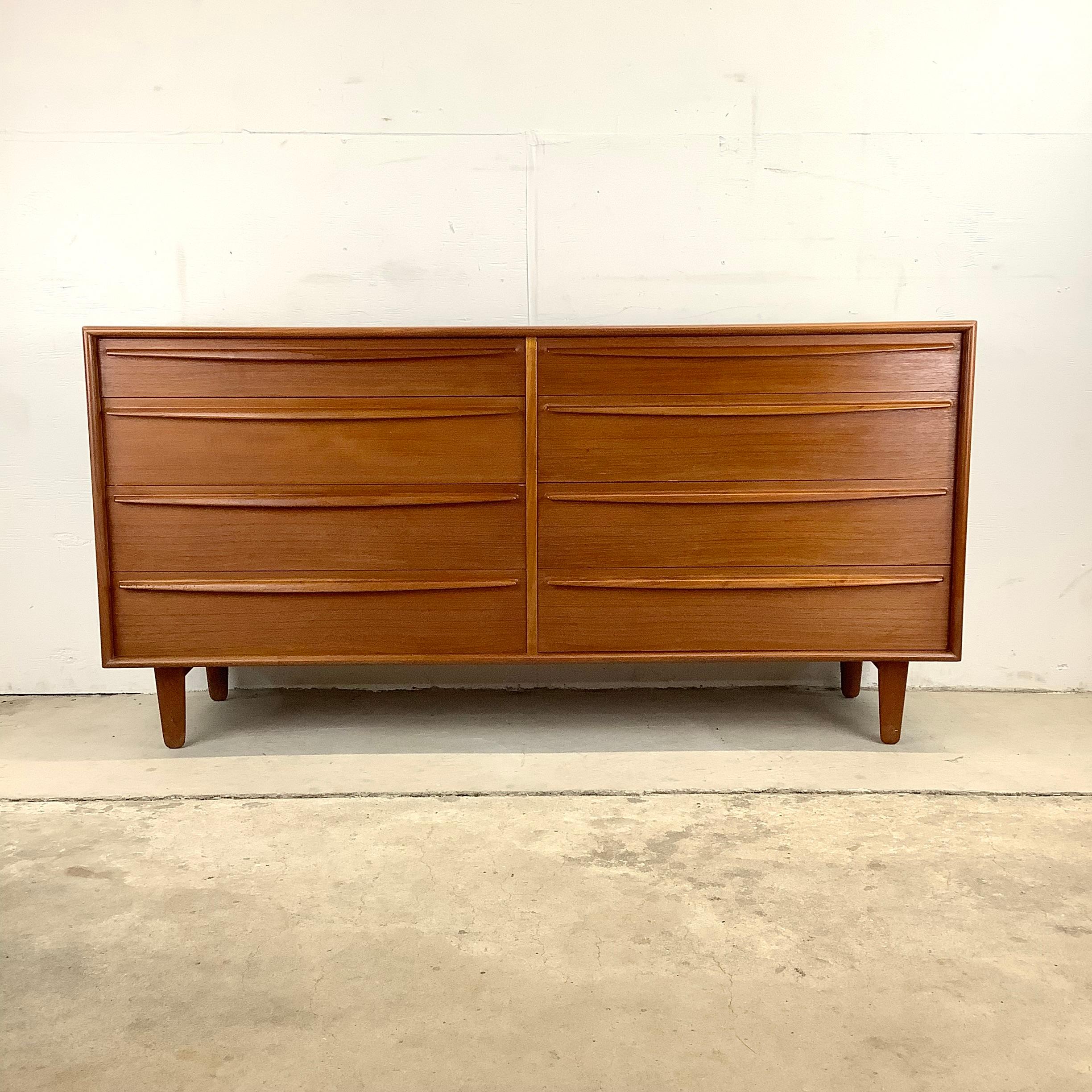 20th Century Scandinavian Modern Eight Drawer Teak Dresser by Lyby Møbler