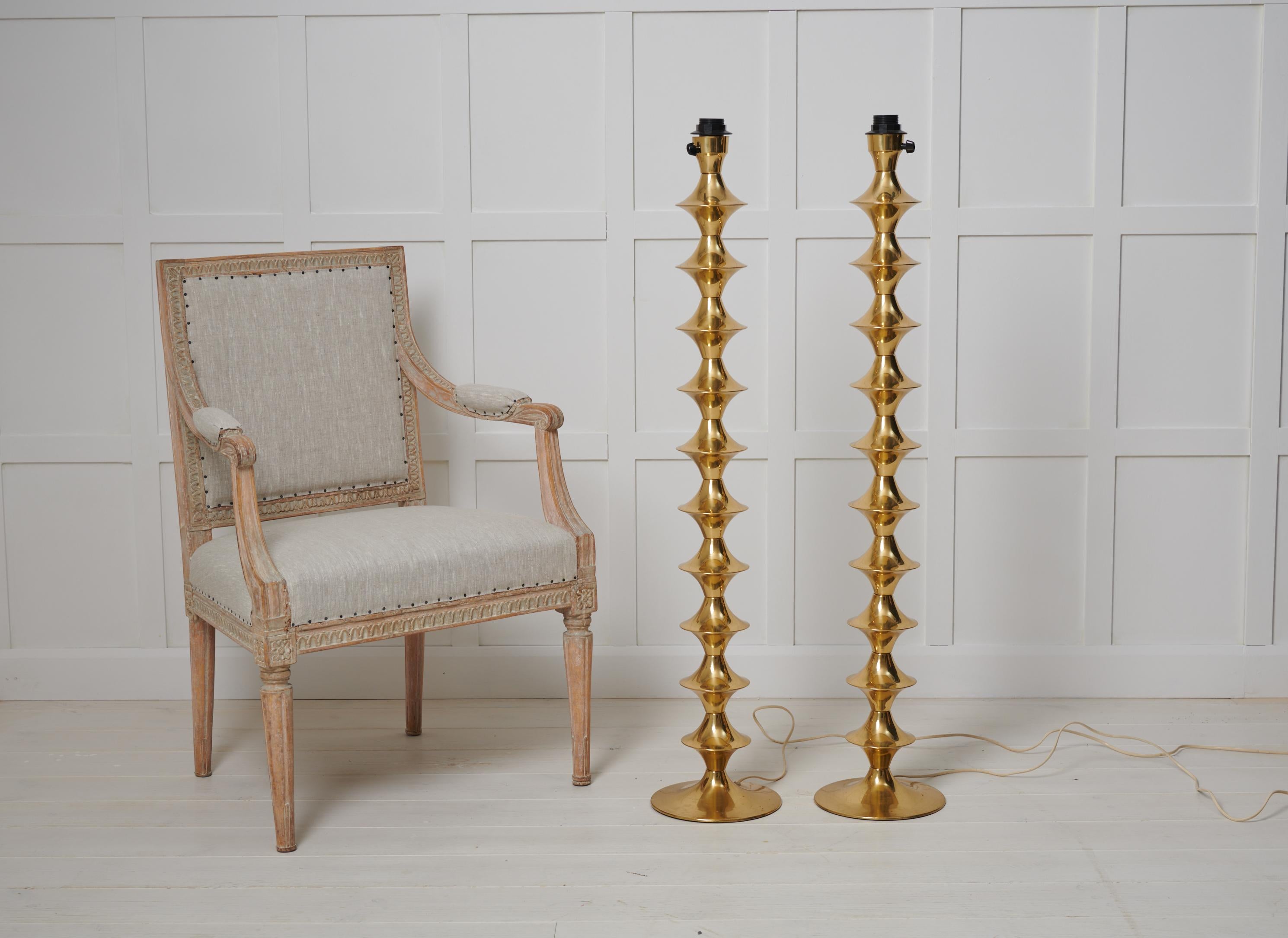 Swedish Scandinavian Modern Elit AB Vintage Brass Floor Lamps  For Sale