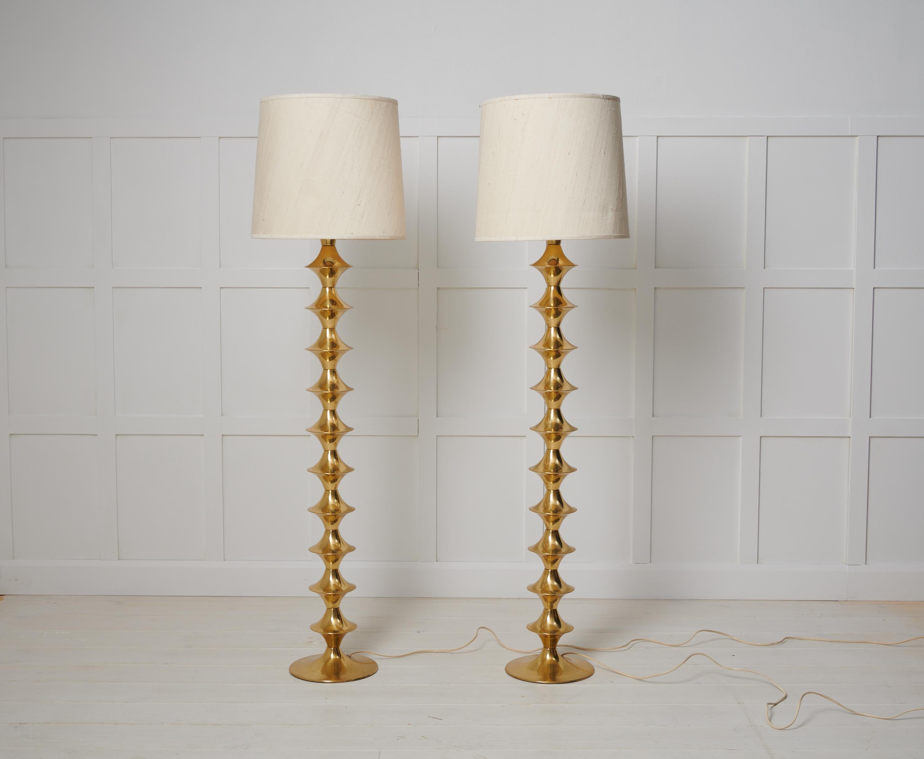 Scandinavian Modern Elit AB Vintage Brass Floor Lamps  In Good Condition For Sale In Kramfors, SE