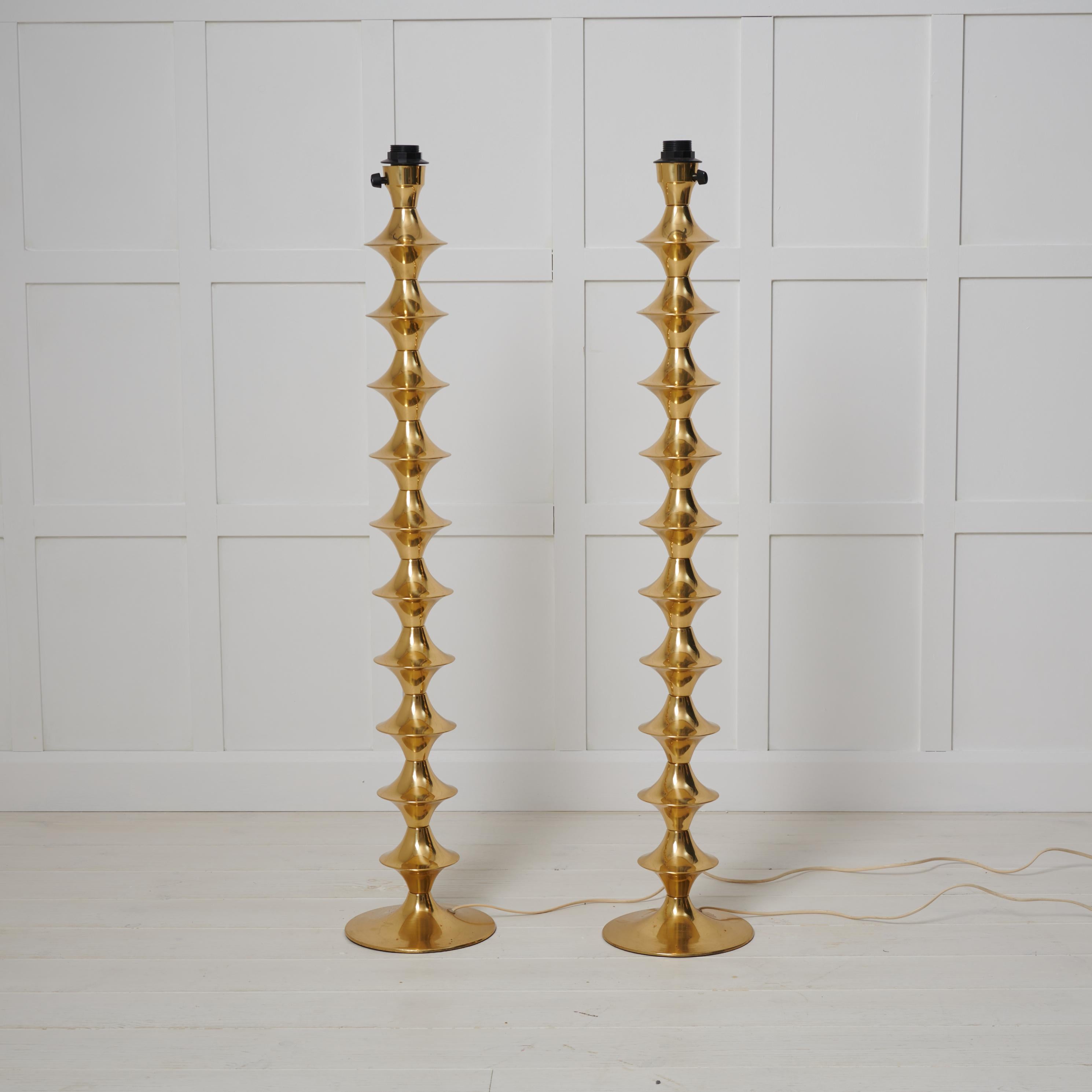 20th Century Scandinavian Modern Elit AB Vintage Brass Floor Lamps  For Sale