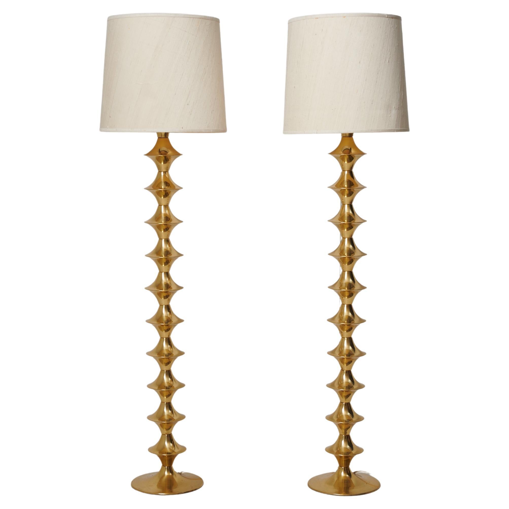 Scandinavian Modern Elit AB Vintage Brass Floor Lamps  For Sale
