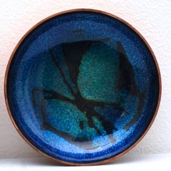 Scandinavian Modern Enamel Copper Silver Dish Vide-Poche Johanssen, Norway, 1960