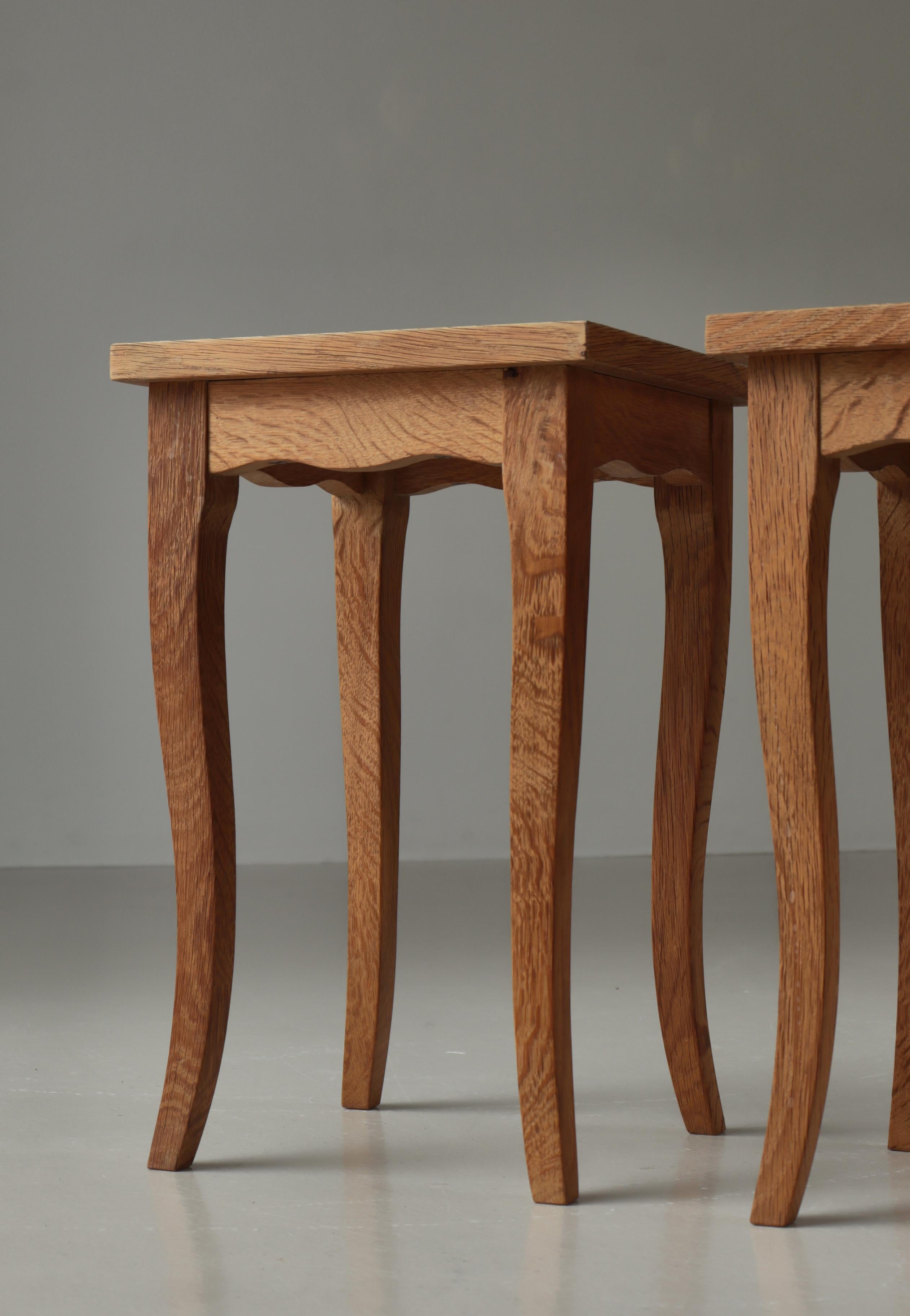 Scandinavian Modern End Tables in Oak & Ceramic Tiles, Denmark, 1970s For Sale 5