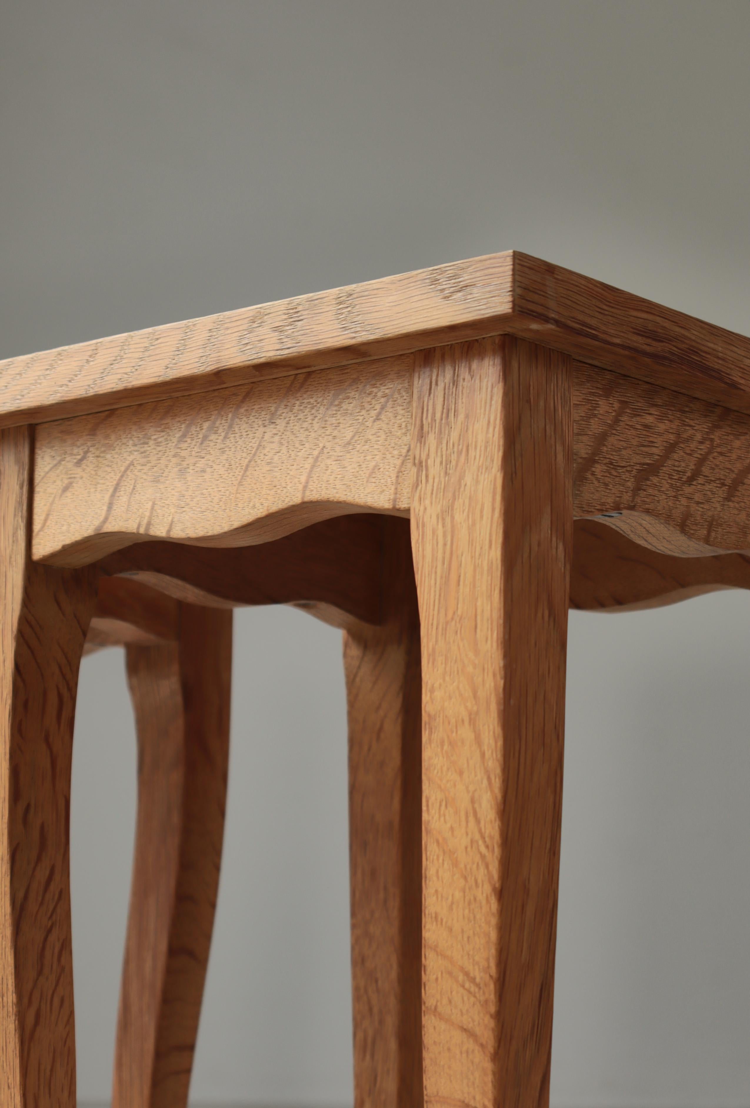 Late 20th Century Scandinavian Modern End Tables in Oak & Ceramic Tiles, Denmark, 1970s For Sale