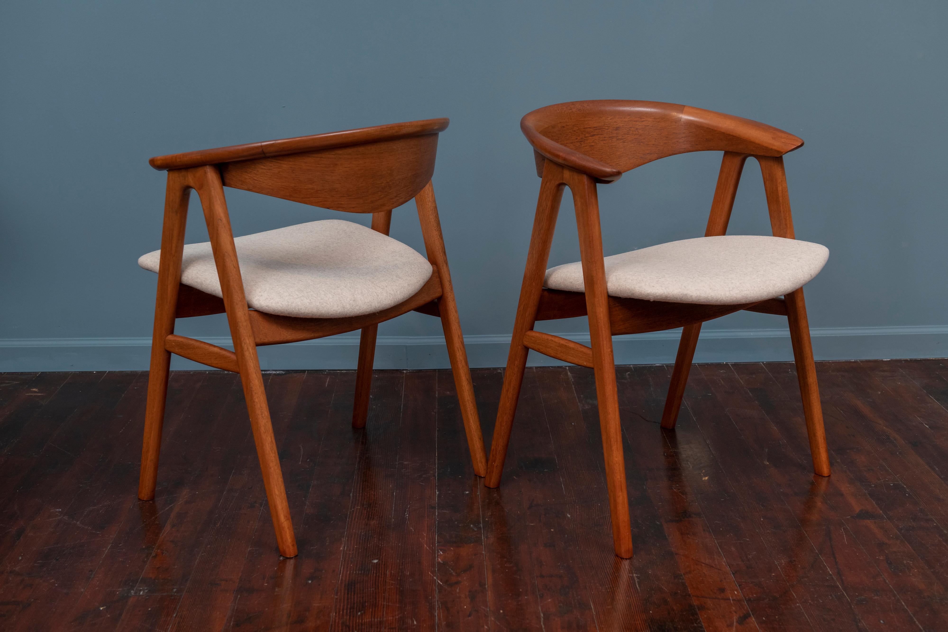 Upholstery Scandinavian Modern Erik Kirkegaard Teak Dining Chairs, Model 57
