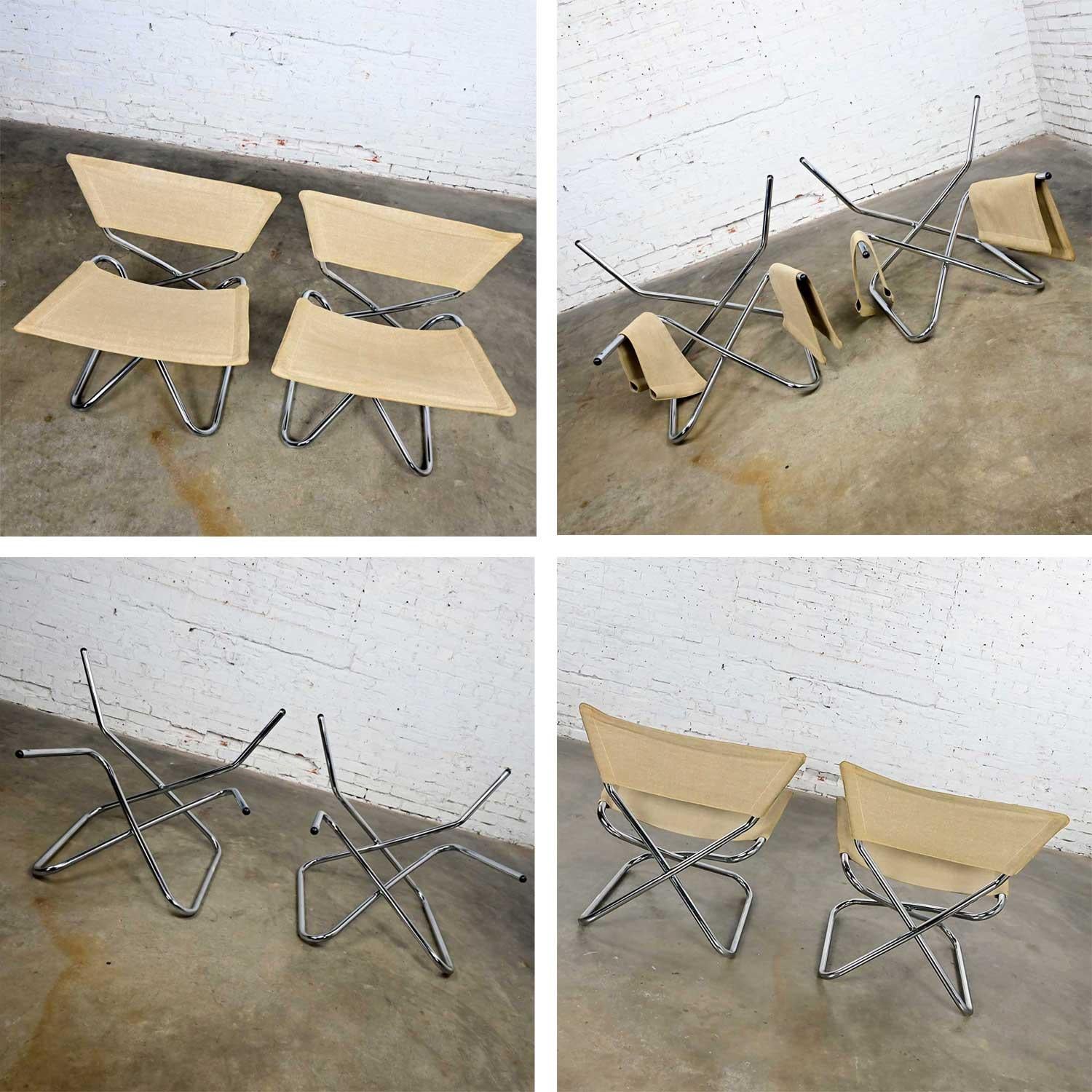 Paire de chaises pliantes scandinaves modernes Erik Magnussen en duvet en forme de Z par Torben Orskov en vente 5