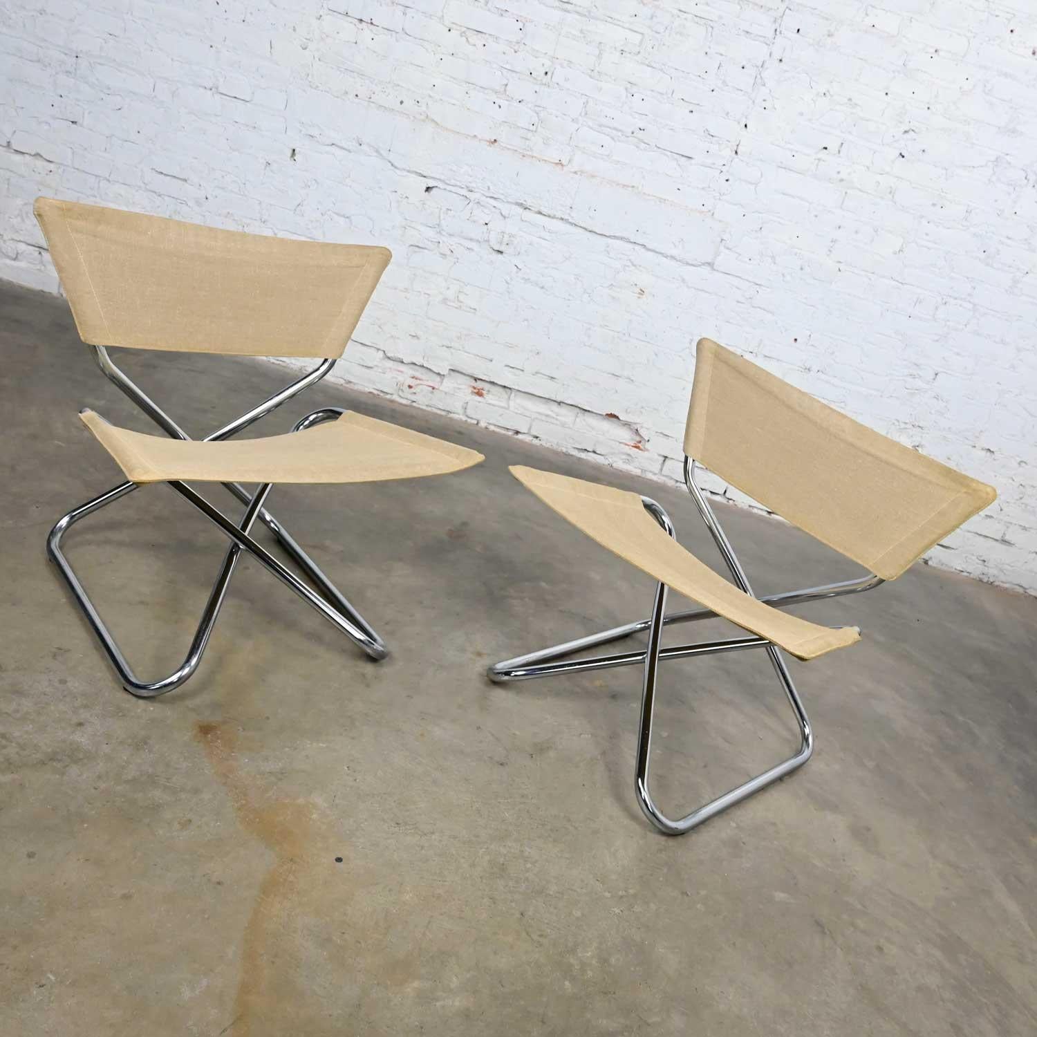 Scandinave moderne Paire de chaises pliantes scandinaves modernes Erik Magnussen en duvet en forme de Z par Torben Orskov en vente