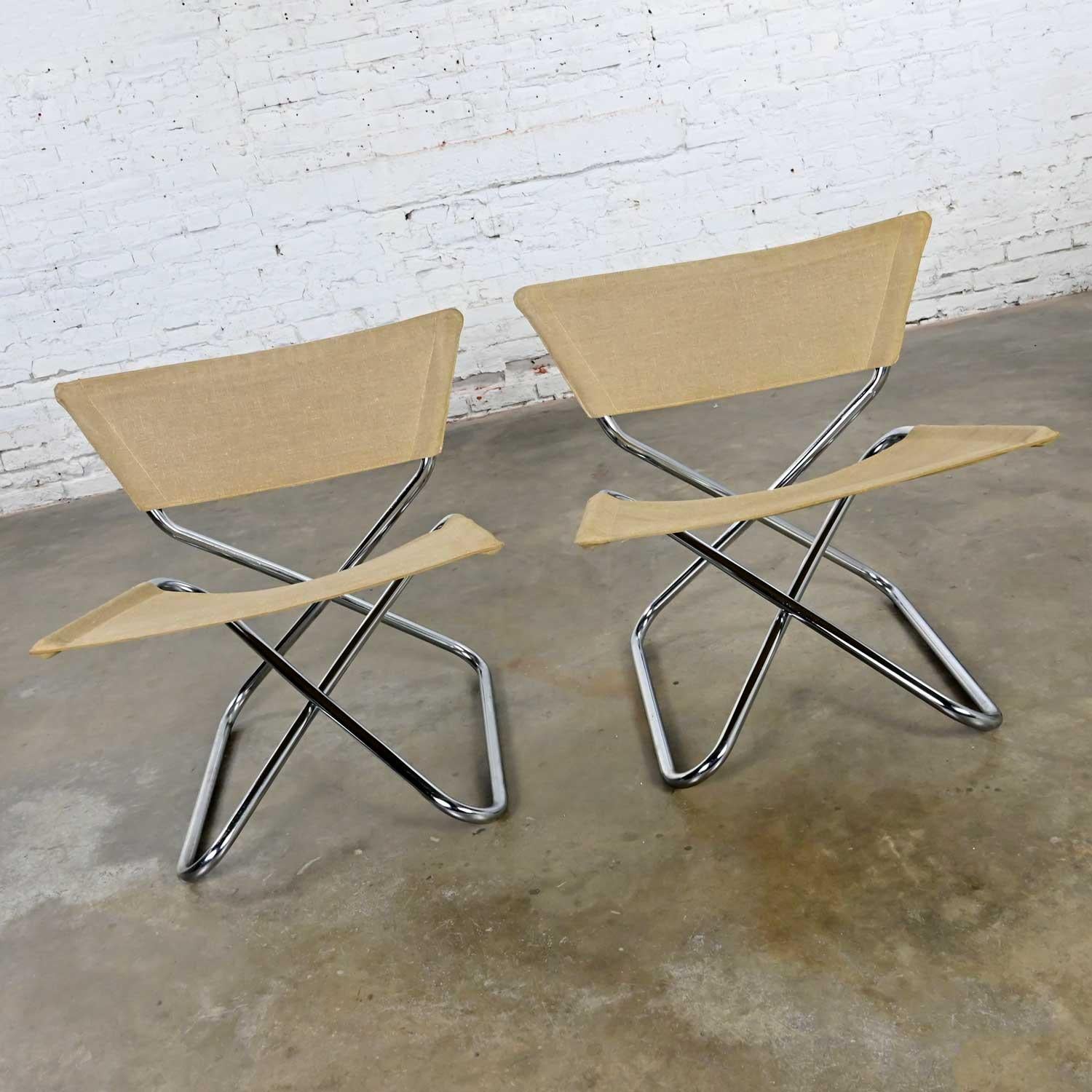 Danish Scandinavian Modern Erik Magnussen Z Down Folding Chairs by Torben Orskov, Pair For Sale