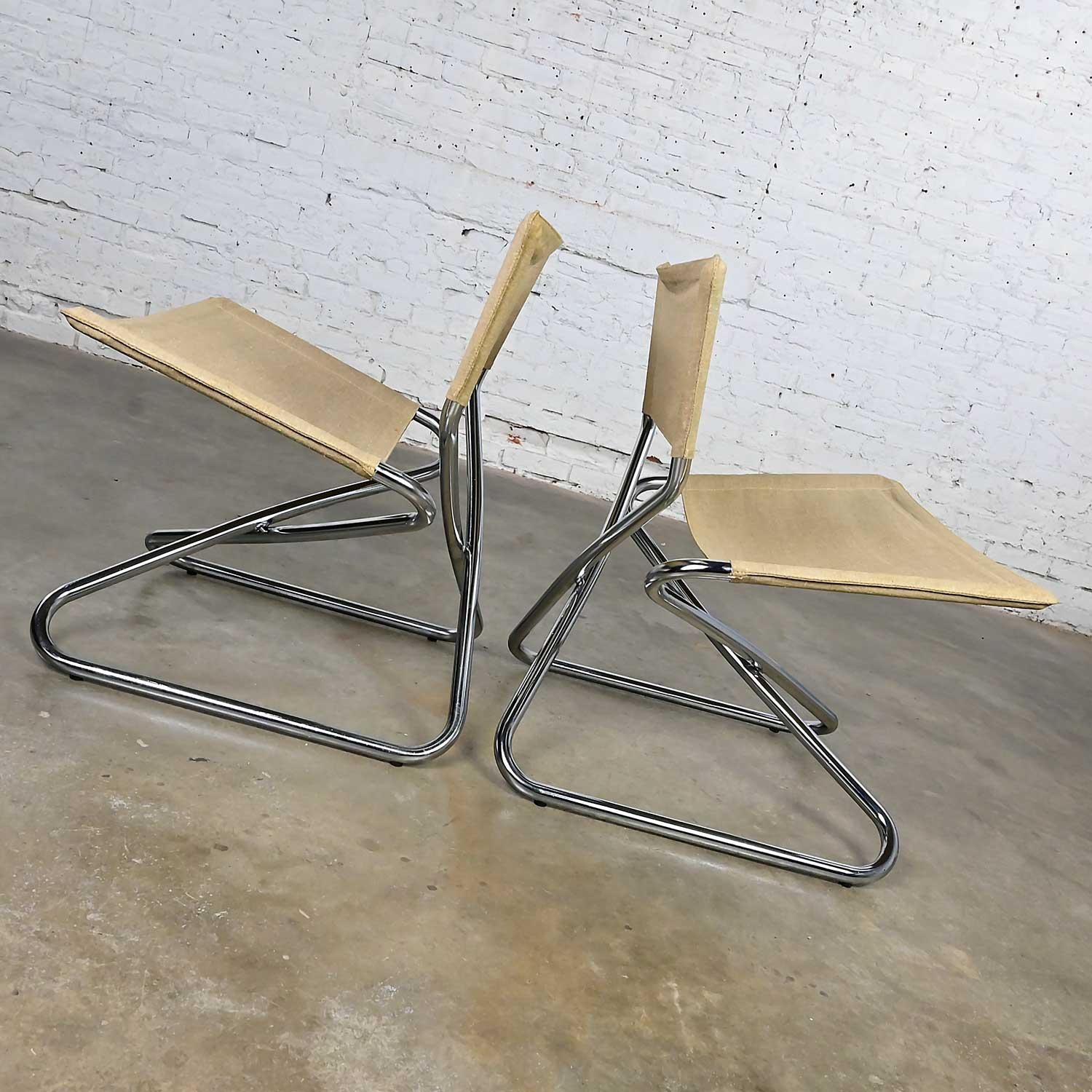 Scandinavian Modern Erik Magnussen Z Down Folding Chairs by Torben Orskov, Pair In Good Condition For Sale In Topeka, KS