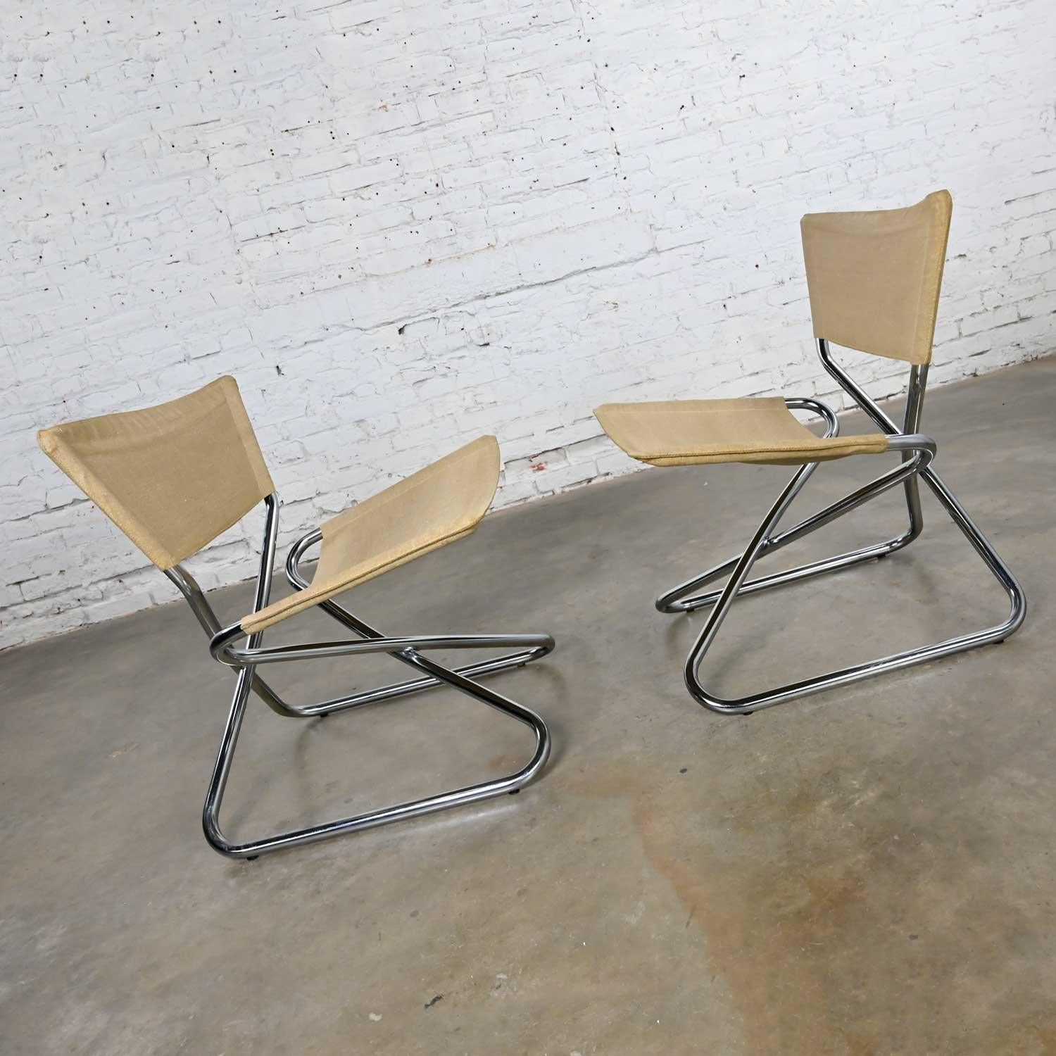 20th Century Scandinavian Modern Erik Magnussen Z Down Folding Chairs by Torben Orskov, Pair For Sale