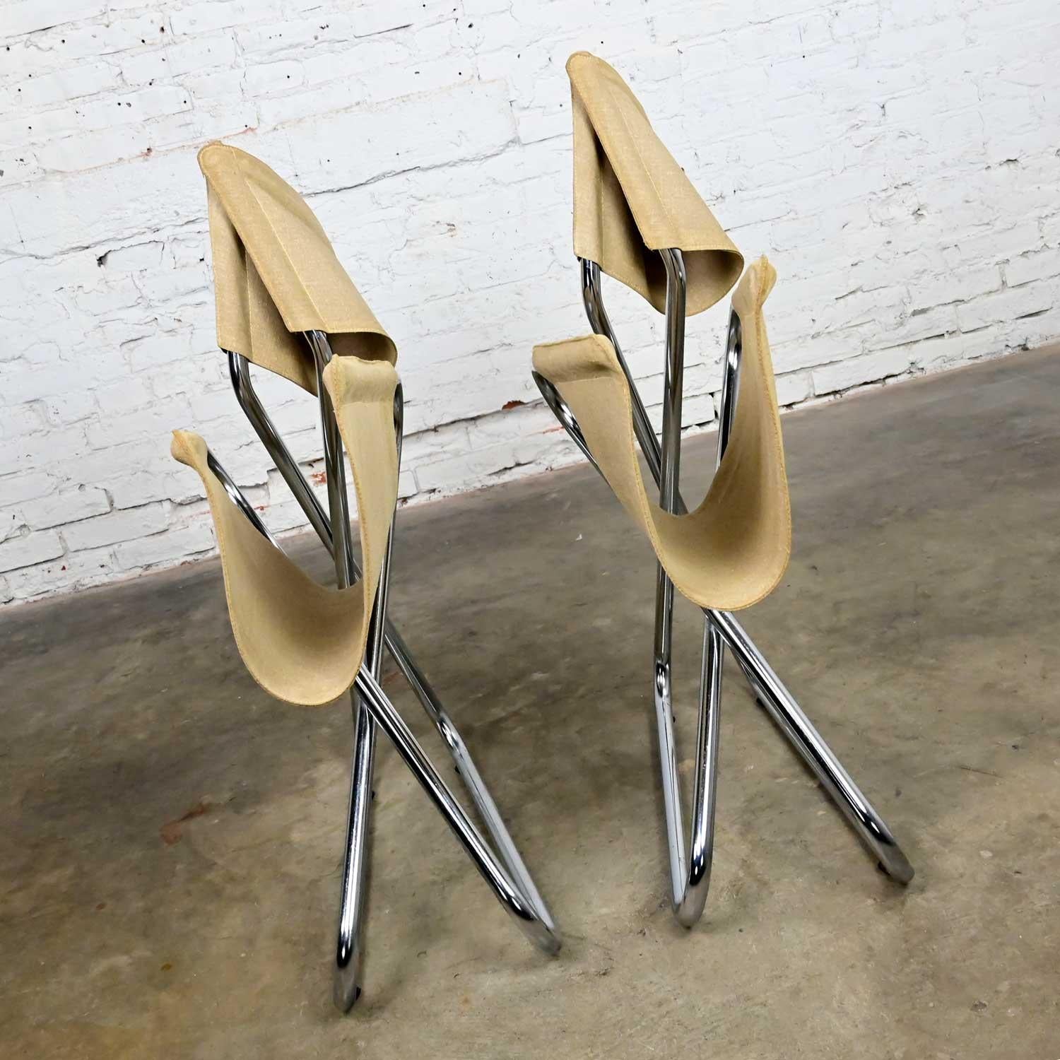 Scandinavian Modern Erik Magnussen Z Down Folding Chairs by Torben Orskov, Pair For Sale 2