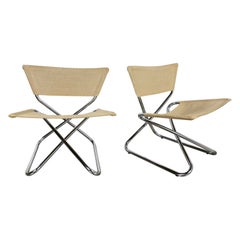 Paire de chaises pliantes scandinaves modernes Erik Magnussen en duvet en forme de Z par Torben Orskov