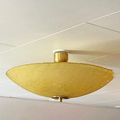 Scandinavian Modern Etched Glass Ceiling Light, Most Likely Glössner ca 1940's