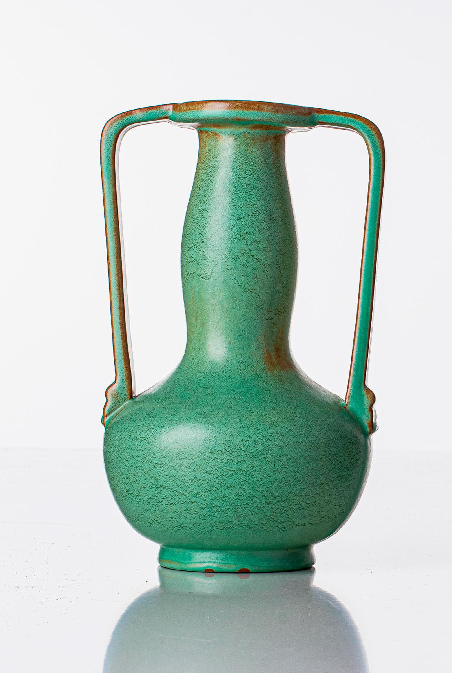 Swedish Scandinavian Modern Ewald Dahlskog Ceramic Vase Produced by Bobergs Fajansfabrik For Sale