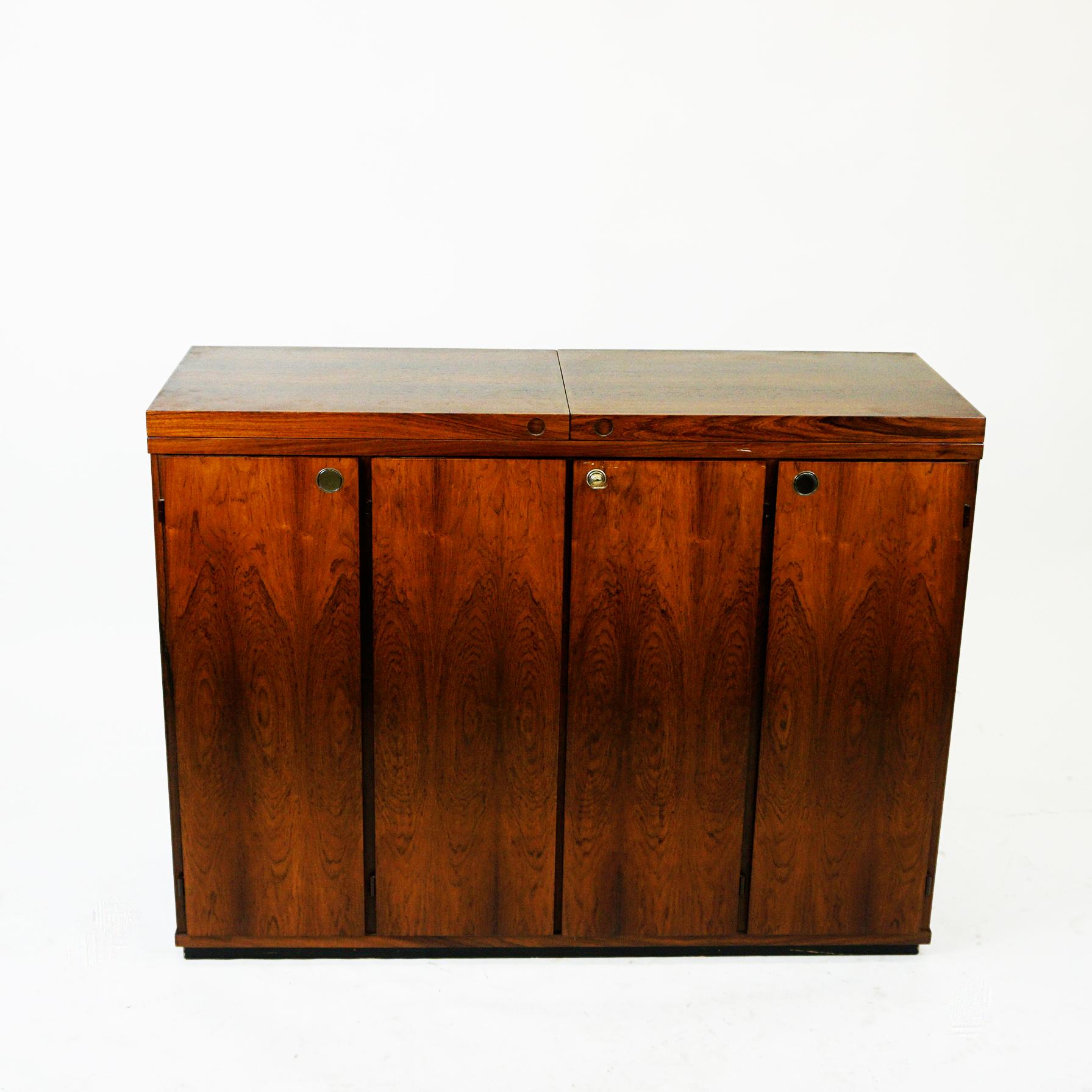 Danish Scandinavian Modern Extendable Rosewood Dry Bar Buffet by Dyrlund Denmark