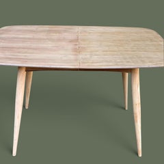 Scandinavian Modern Extending Dining Table, Bleached Wood, 1960s